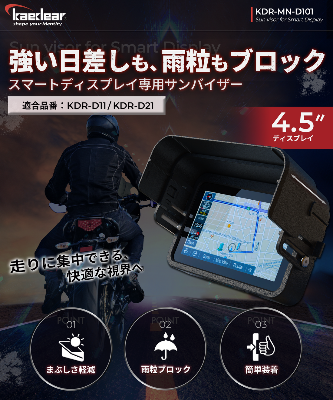 4.5インチモニターサンバイザー KDR-MN-D101