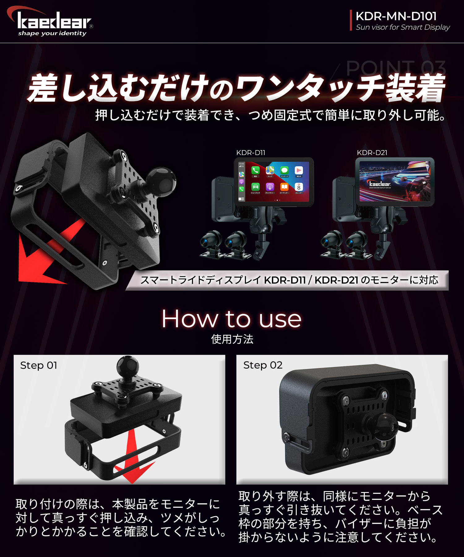 4.5インチモニターサンバイザー KDR-MN-D101