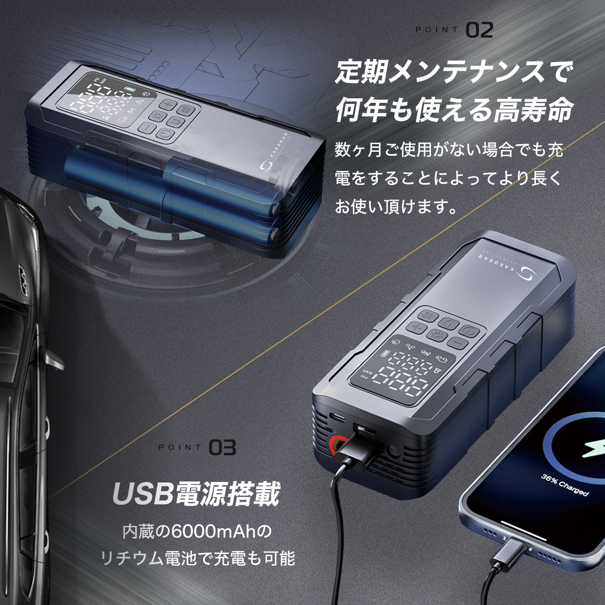 モバイルコンプレッサー USB電源 KAM-AP2