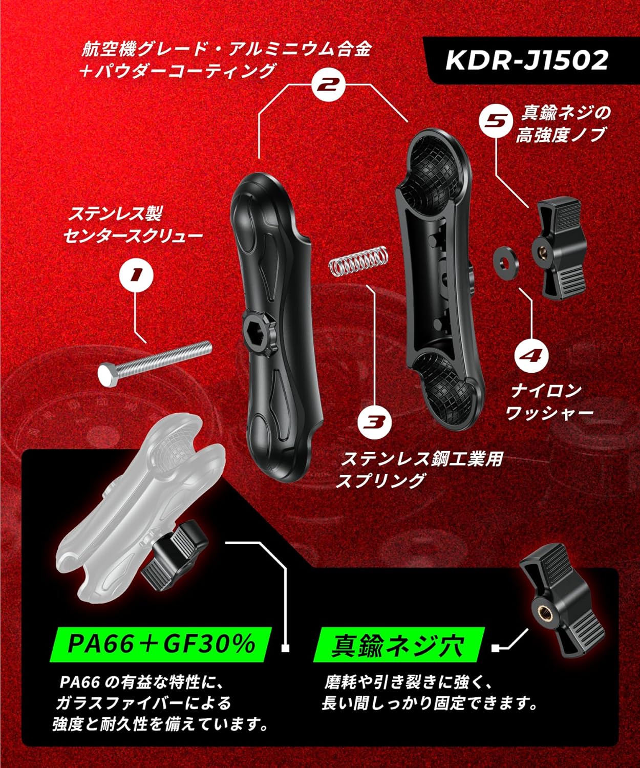 デバイスマウント マリン 船舶 ボート マウント ボール (1.5インチ/145mm) KDR-J1502-R5-15-R21-15