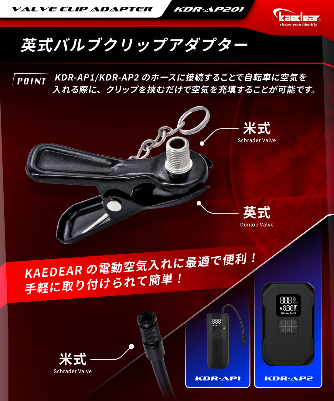 British valve clip adapter KDR-AP201