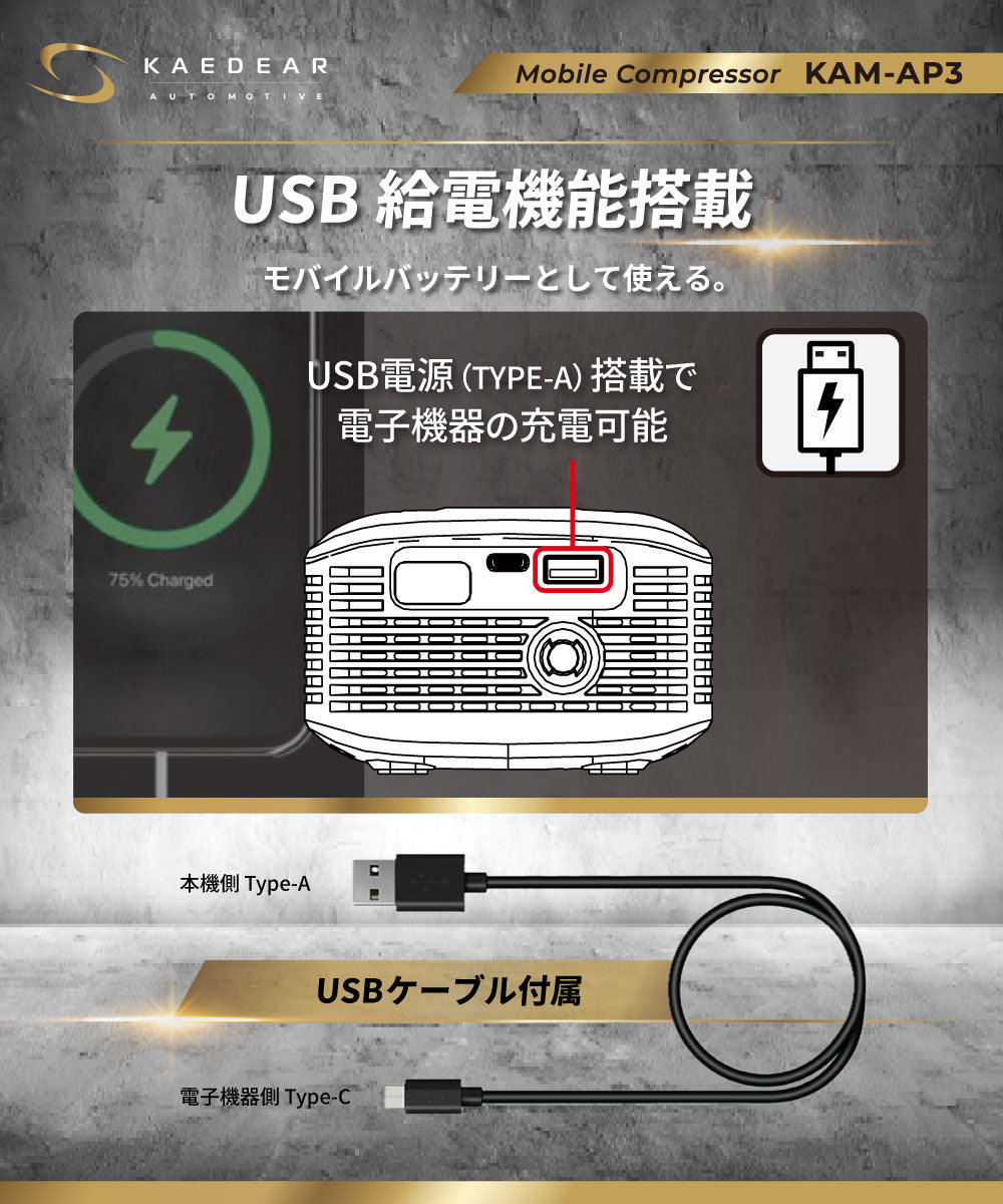 2気筒ハイブリッドモバイルコンプレッサー KAM-AP3