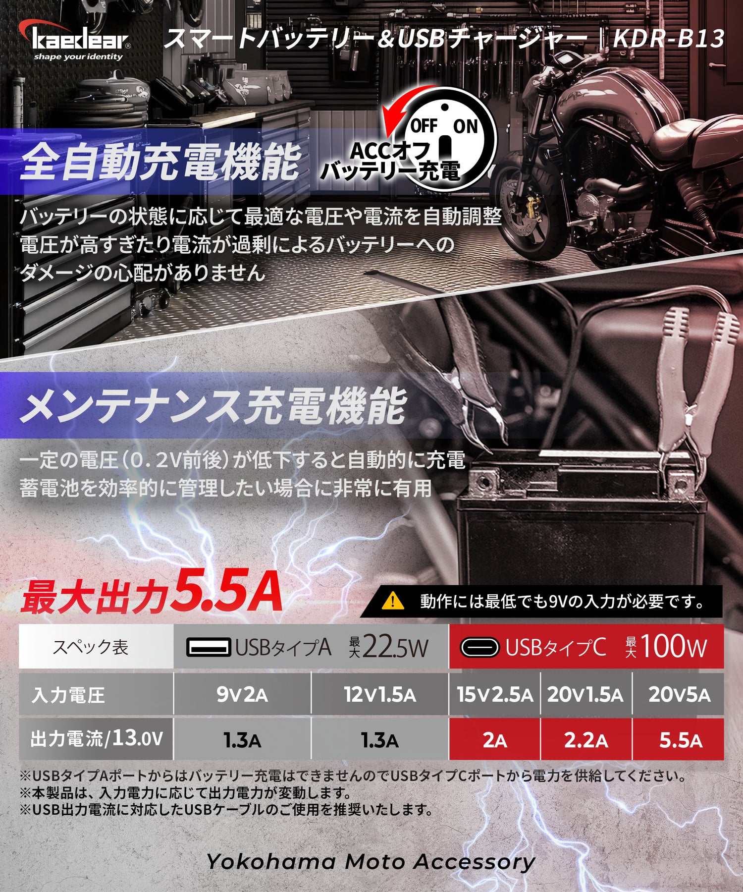 スマートバッテリー&USBチャージャー KDR-B13