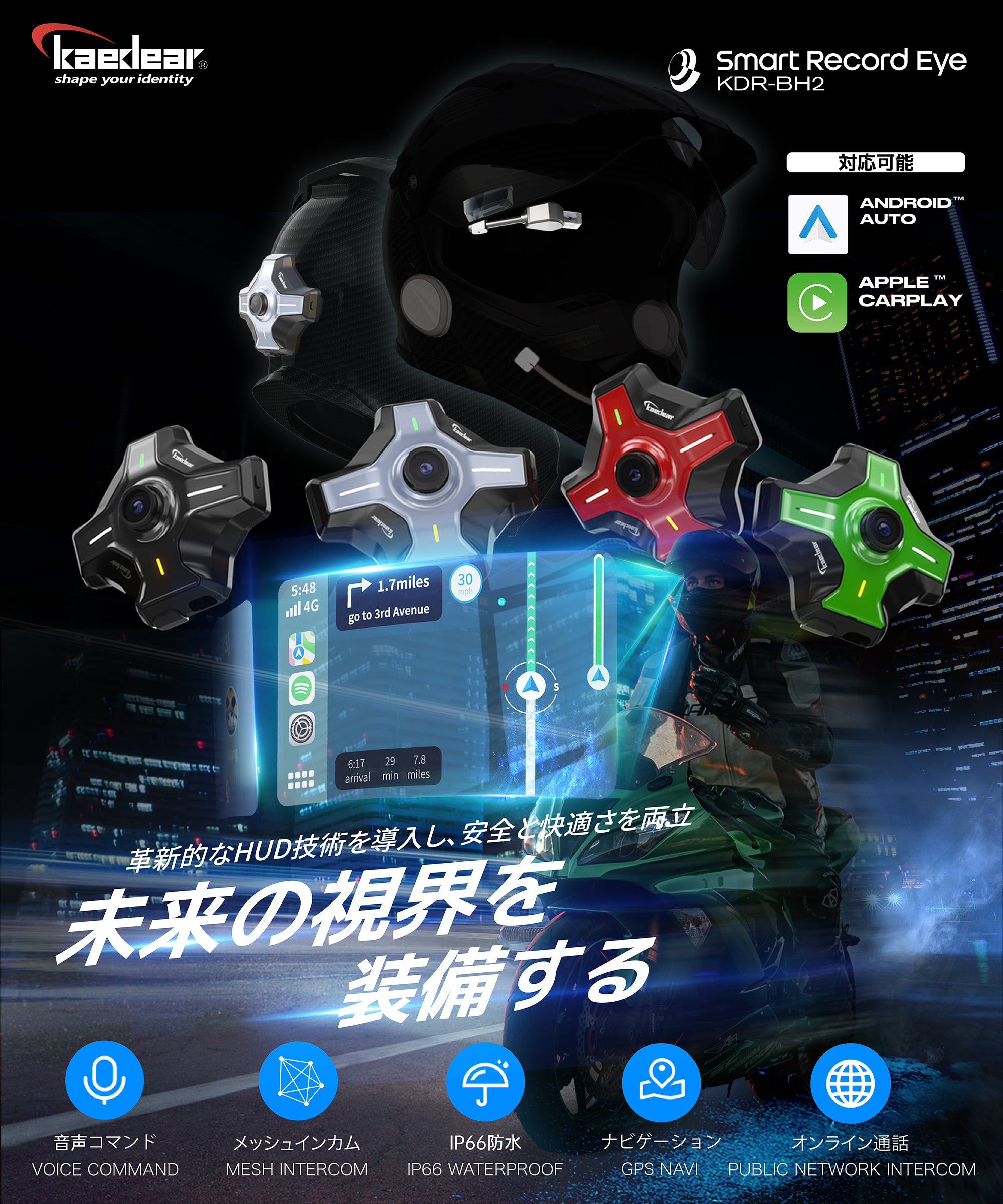 Now accepting pre-orders for the Smart Record Eye KDR-BH2 motorcycle head-up display