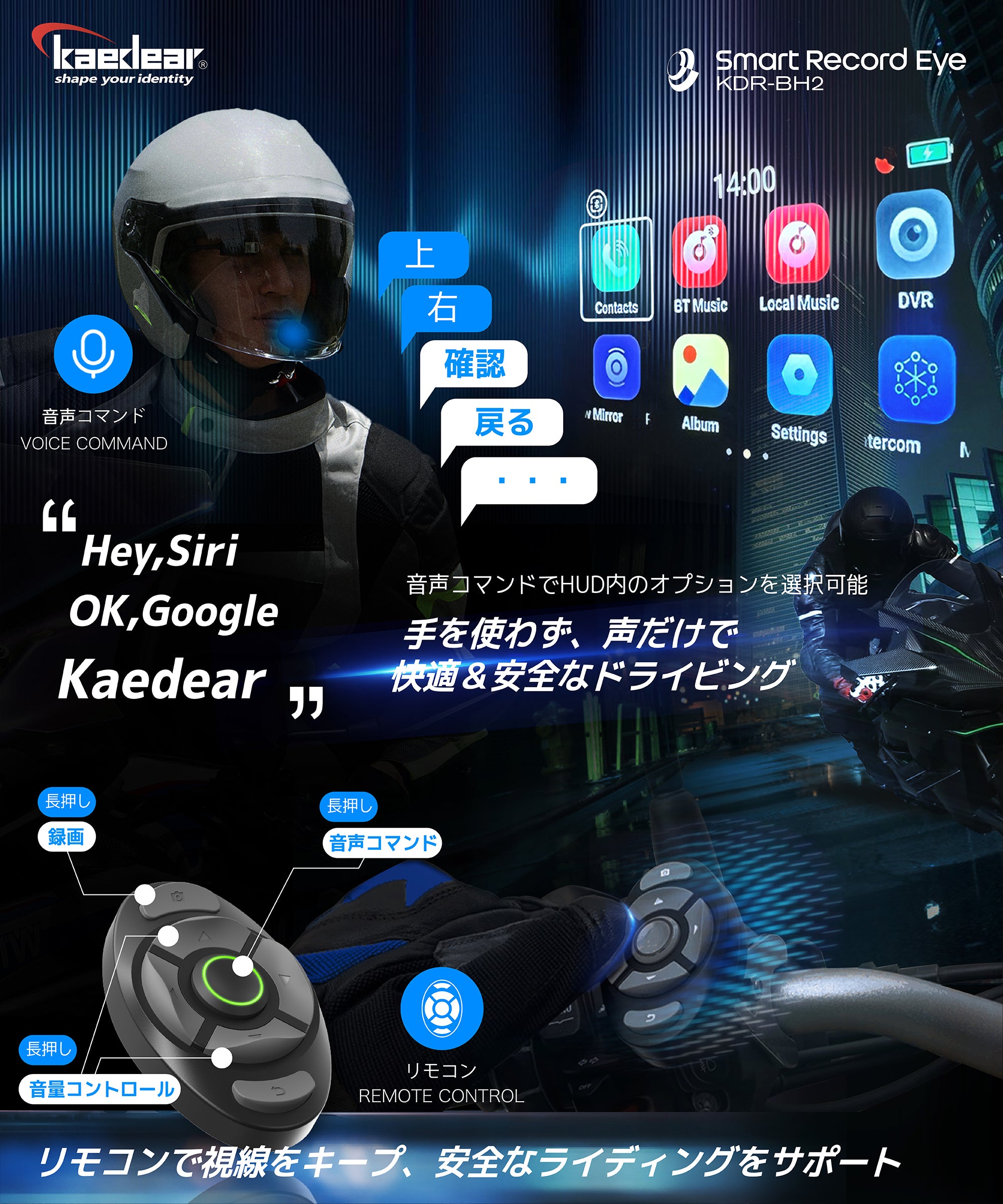 Now accepting pre-orders for the Smart Record Eye KDR-BH2 motorcycle head-up display
