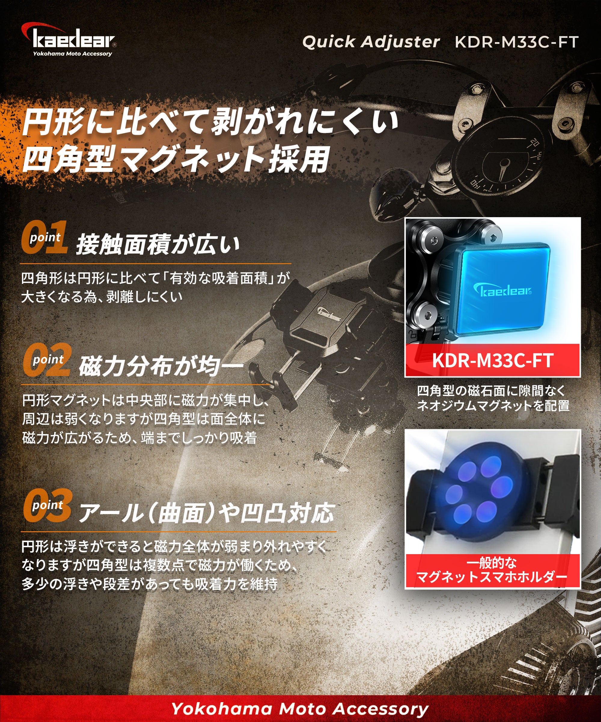 クイックアジャスター Air Mount KDR-M33C-FT(マグネットタンクマウント)