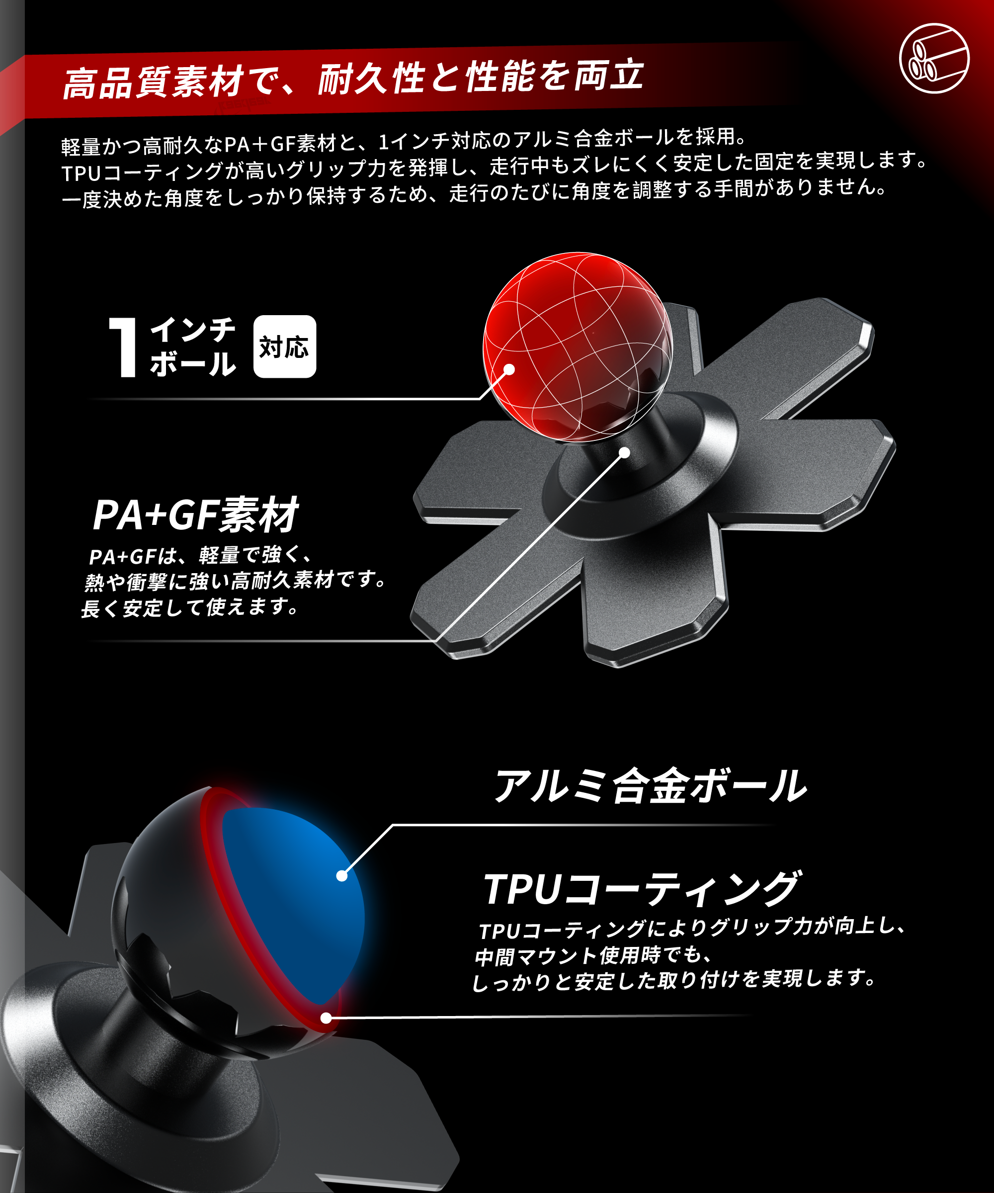 Kaedear(カエディア) 1インチボール 両面テープ 花形ベースマウント KDR-R24