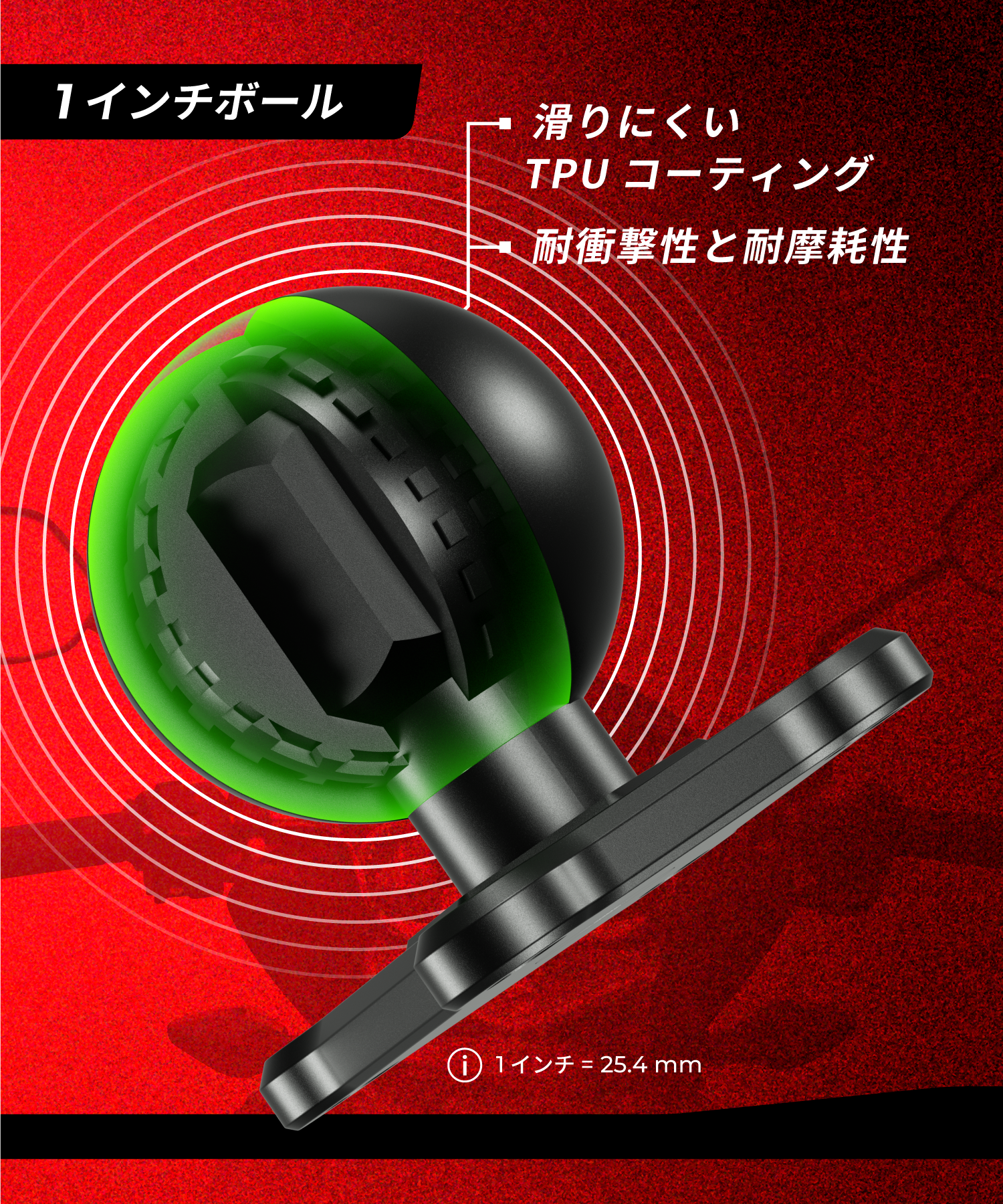 ベースマウント ボール マウント (1.5インチ/スクエア) KDR-R6-15