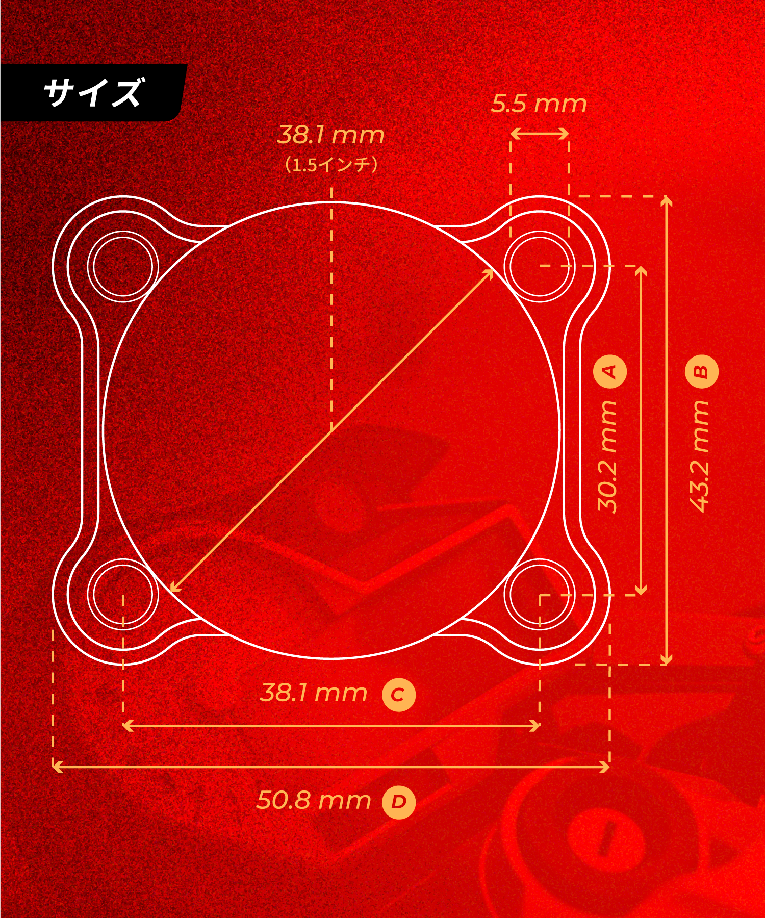 ベースマウント ボール マウント (1.5インチ/スクエア) KDR-R6-15