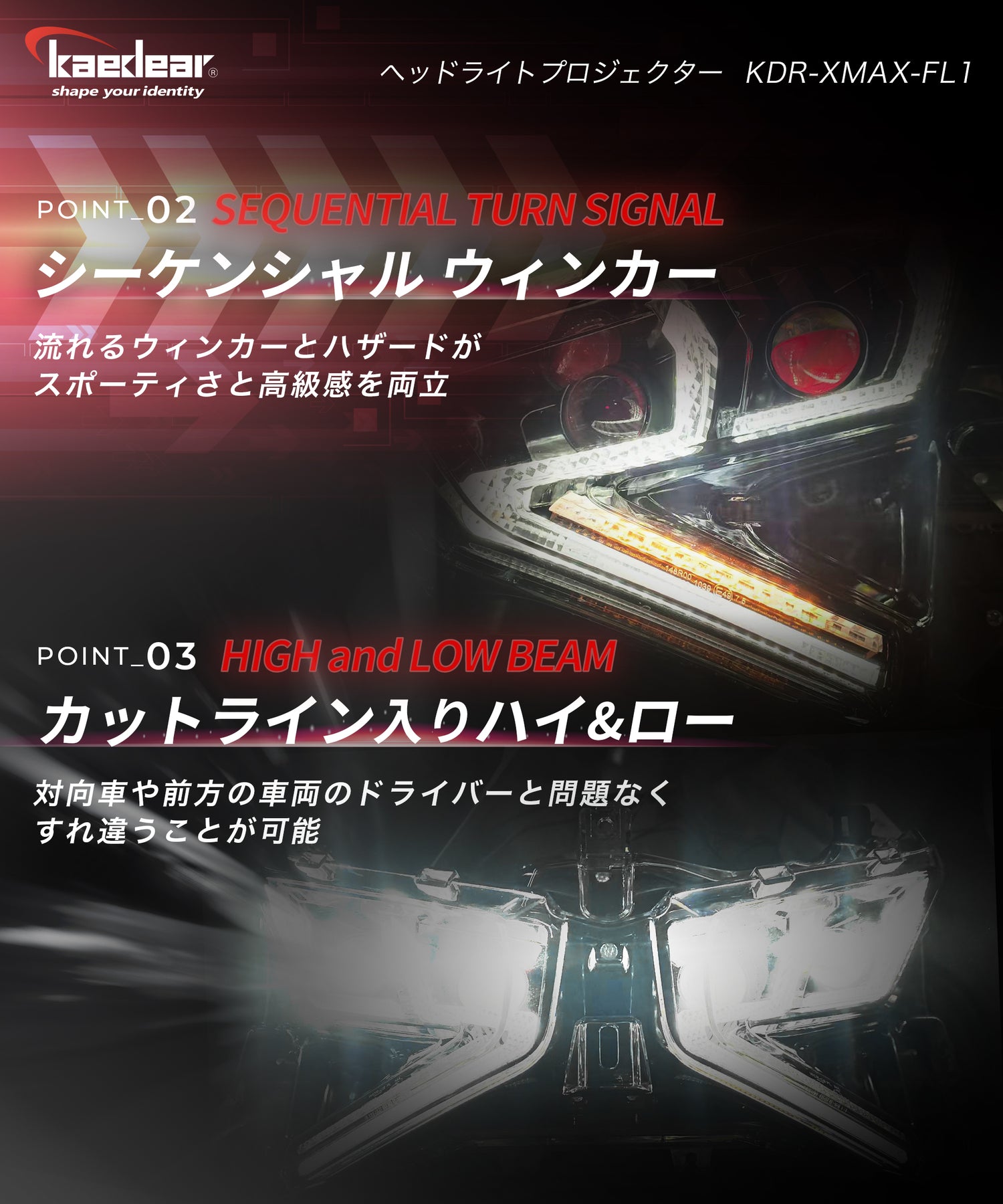 Cyber LED YAMAHA X-MAX Custom Headlight KDR-XMAX-FL1