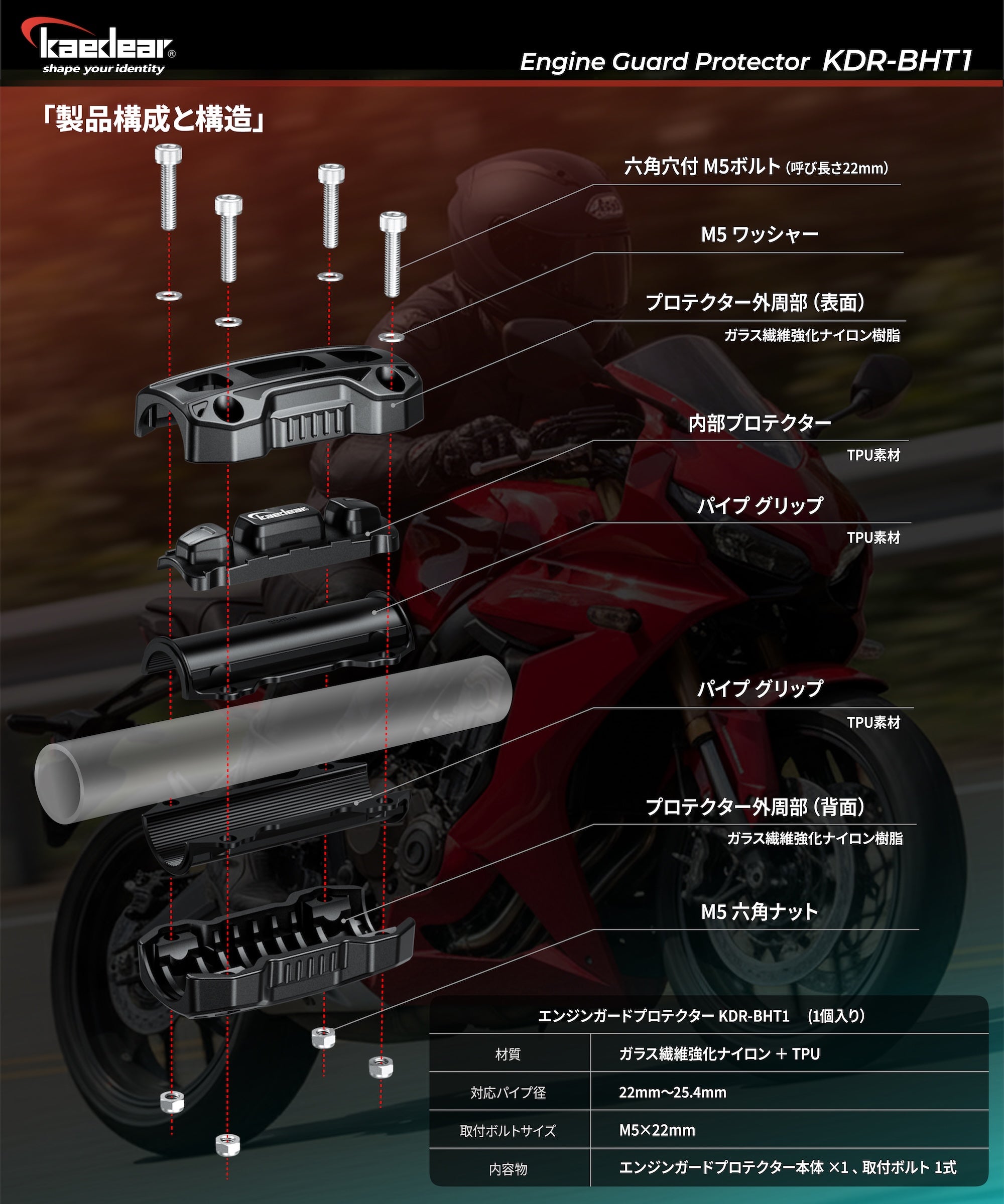 エンジンガードプロテクター KDR-BHT1