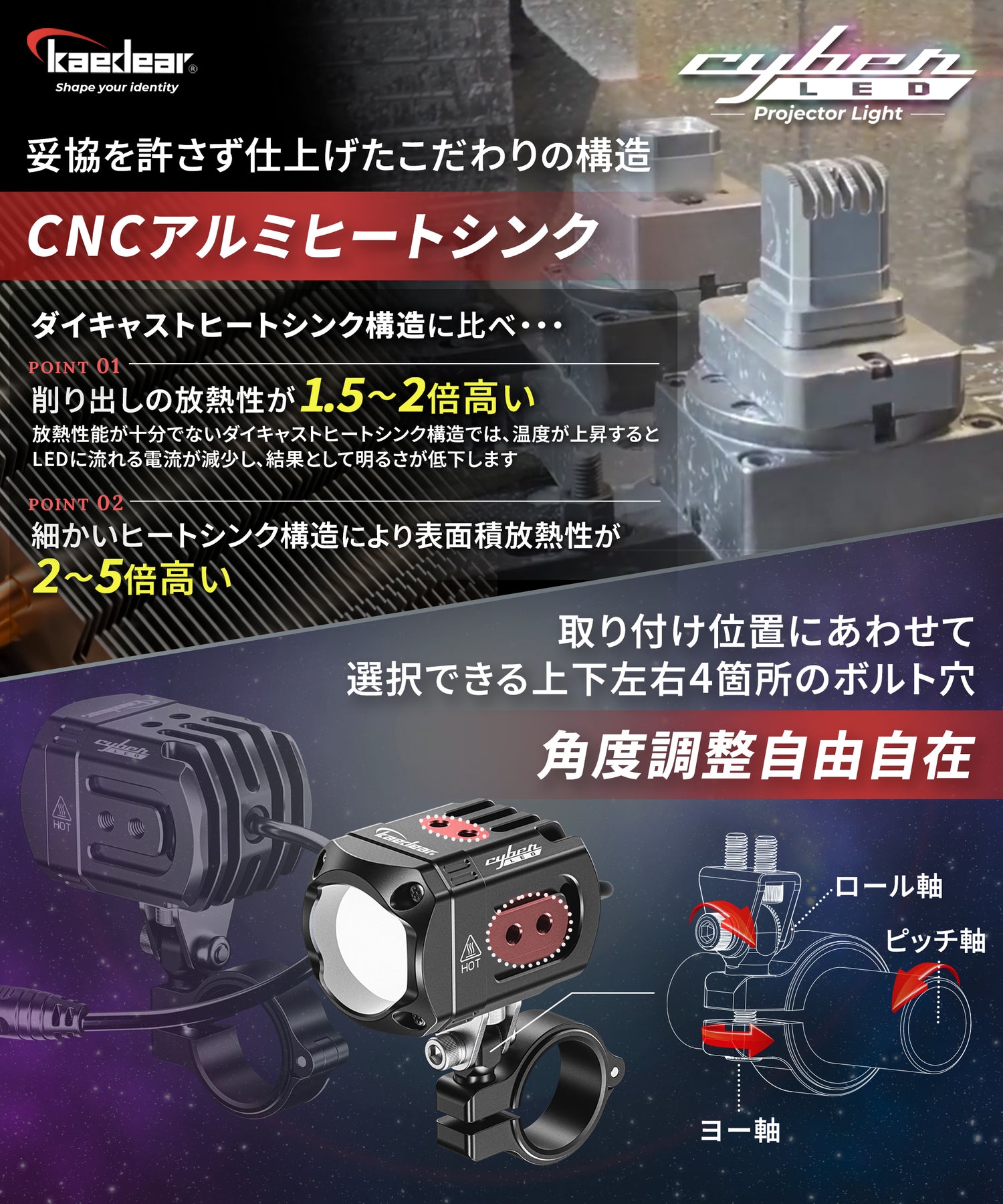 Kaedear(カエディア) Cyber LED プロジェクター ライト KDR-K11-W15