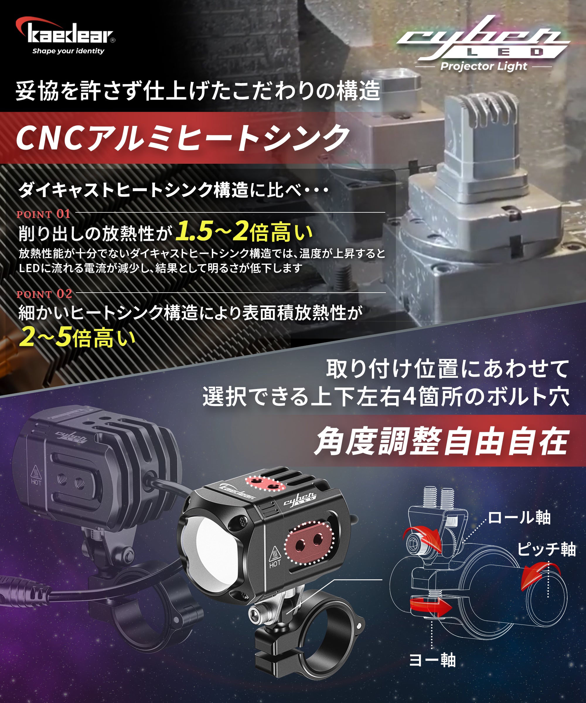 Kaedear(カエディア) Cyber LED プロジェクター ライト KDR-K11-W15