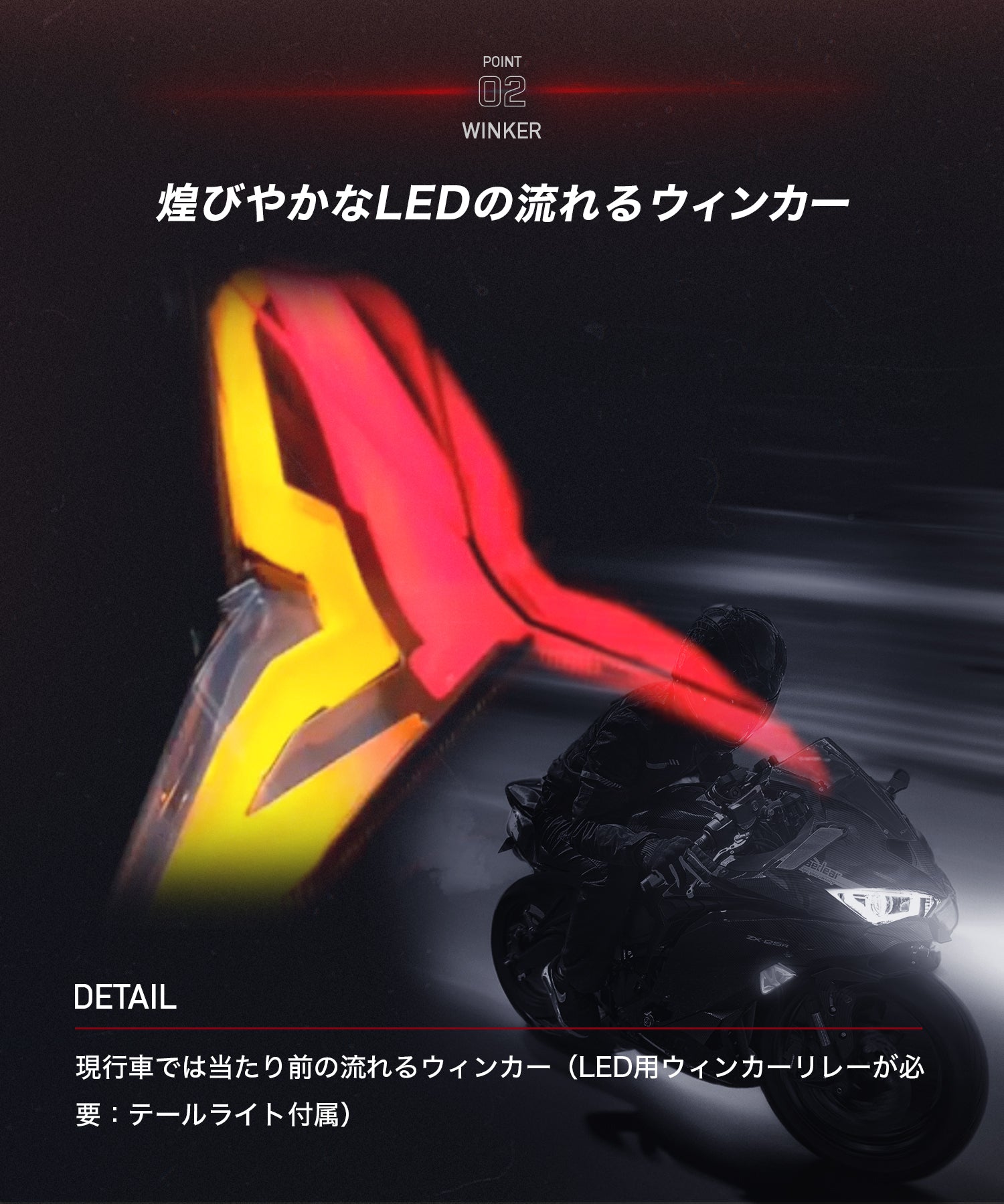 Cyber LED KAWASAKI Ninja ZX-25R カスタムテールランプ / ninja250 / ninja400 / ZX10R / ZX6R / ZX4R / ZX25R / Z1000 / Z400 / Z250 / KDR-ZX25R-RL1