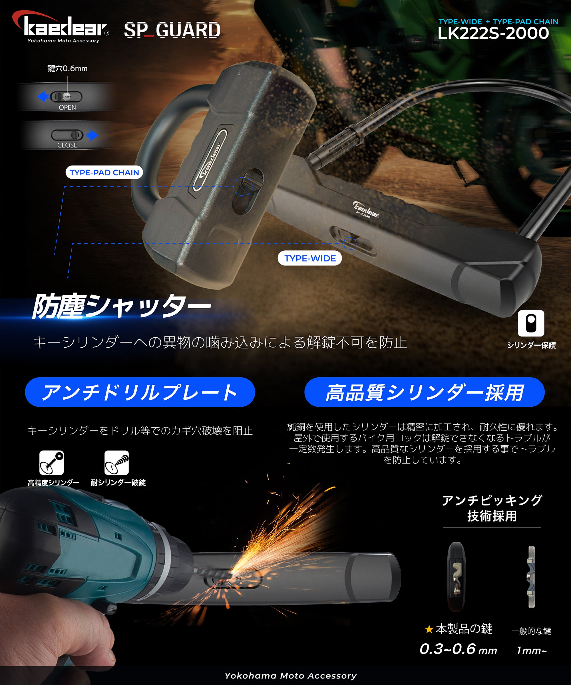 SP_GUARD Type-U WIDE+Type-Pad Chain KDR-LK222S-2000
