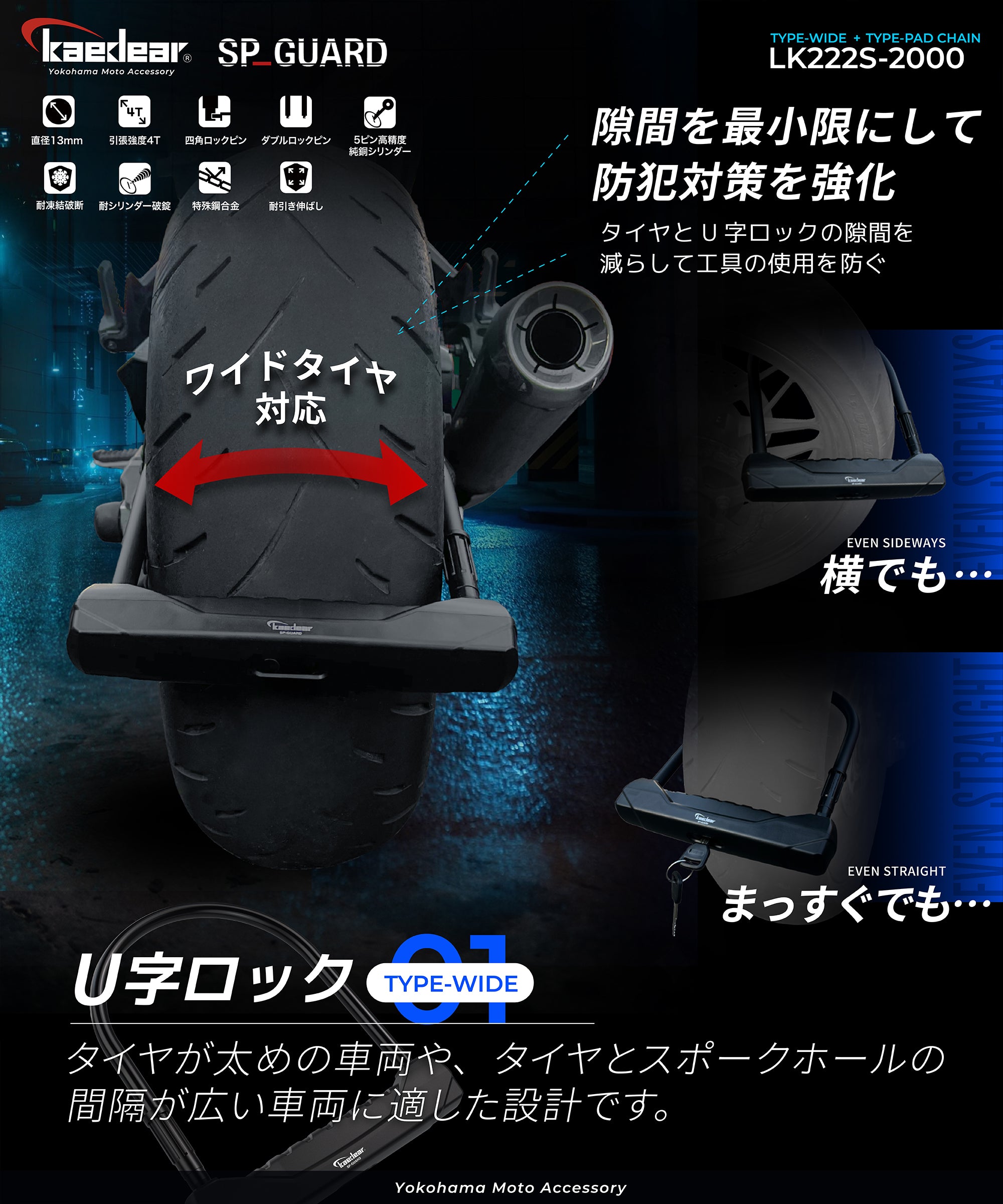 SP_GUARD Type-U WIDE+Type-Pad Chain KDR-LK222S-2000