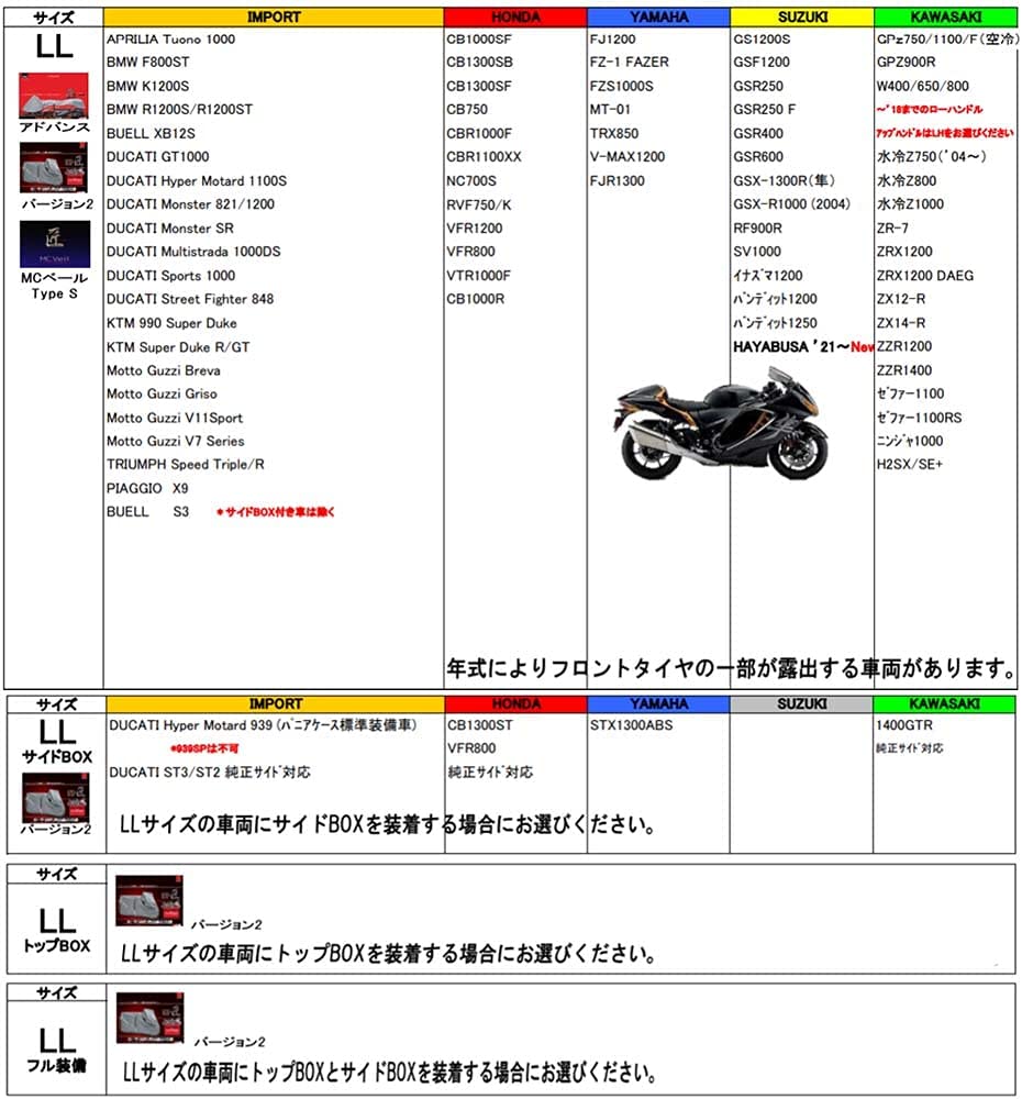 匠 バイクカバー バージョン2 LL トップボックス【TA932-LLTB】