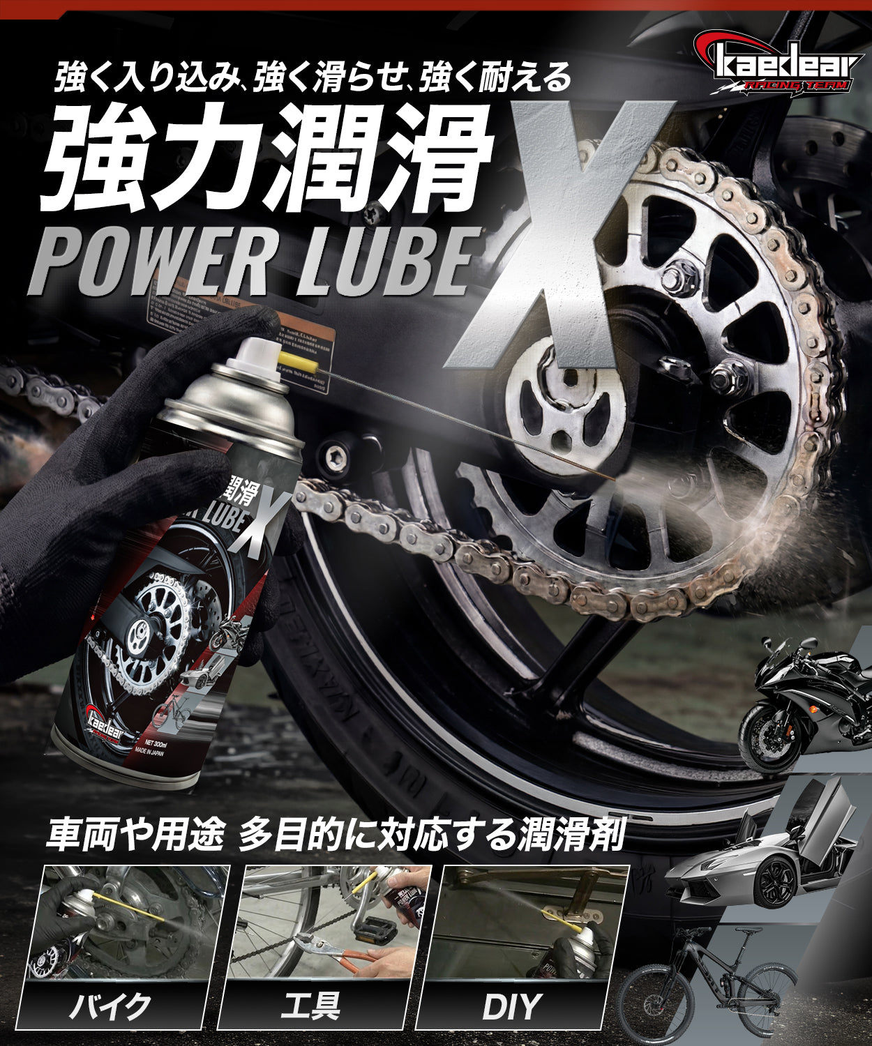 バイクチェーンオイル｜チェーン潤滑剤・清掃＆給油が1本で完結 POWER