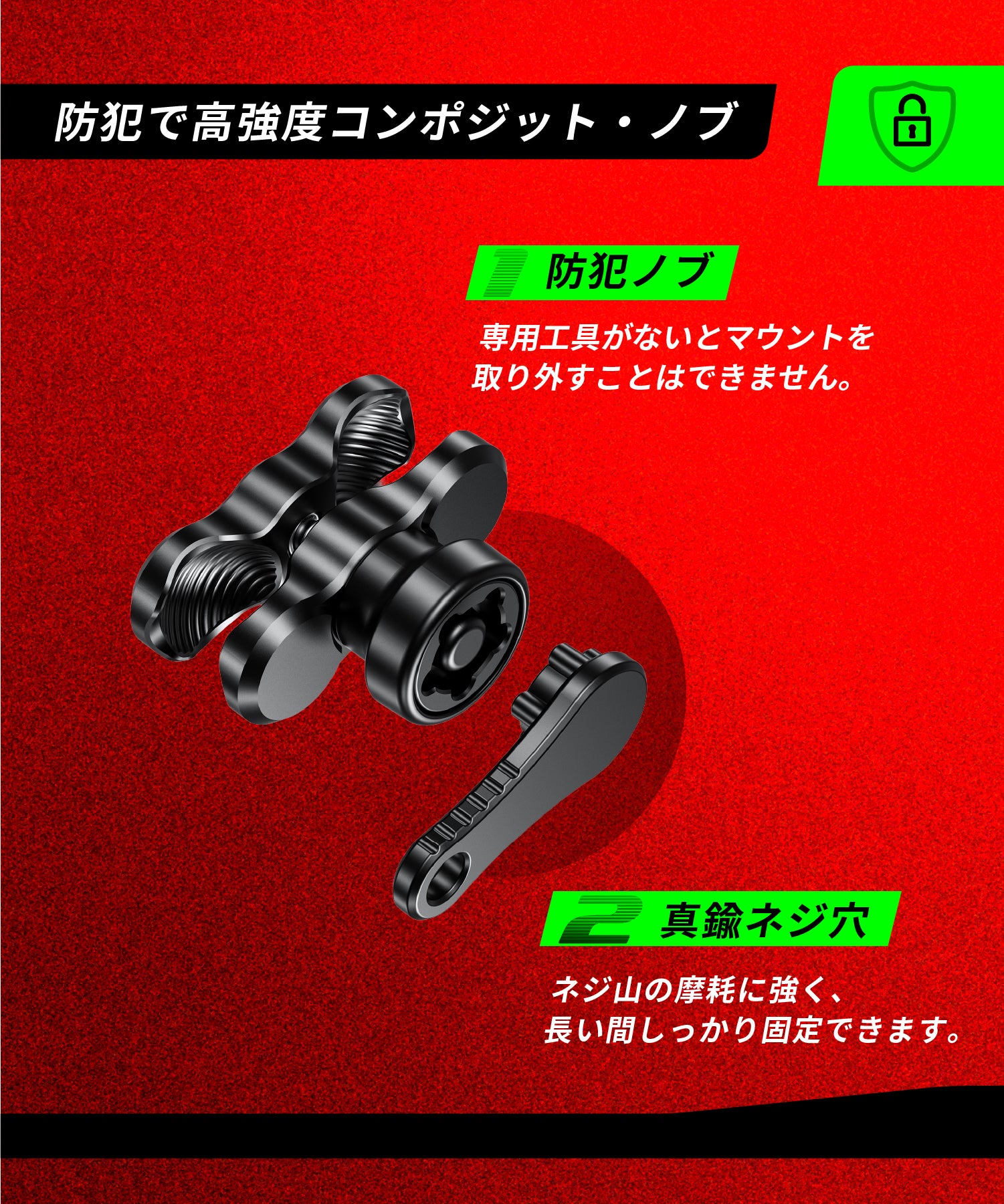 マウントパーツ 盗難防止 (60mm/防犯/アルミ) KDR-R1-3-60MM