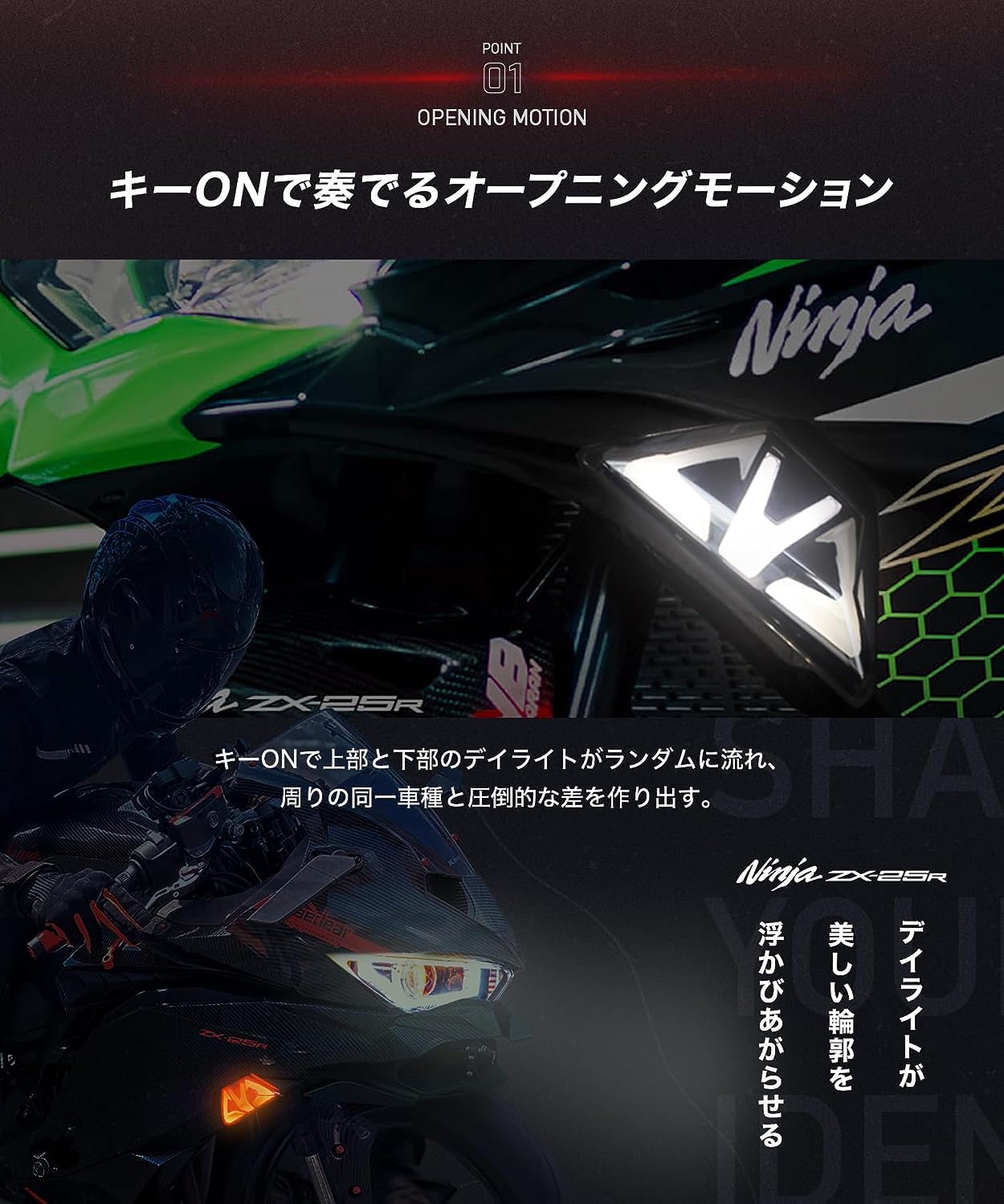 Cyber LED KAWASAKI Ninja ZX-25R カスタムウィンカー / Ninja250 / Nija400 / Ninja650 / ZX4R / ZX6R / KDR-ZX25R-SL1