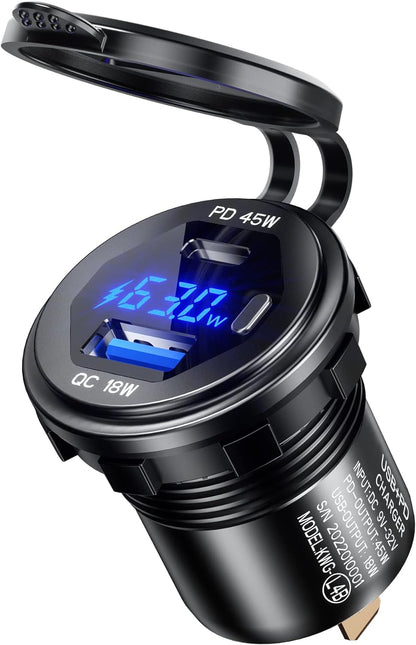 デジタル 電圧計 QC3.0+PD USB電源 KDR-L4B