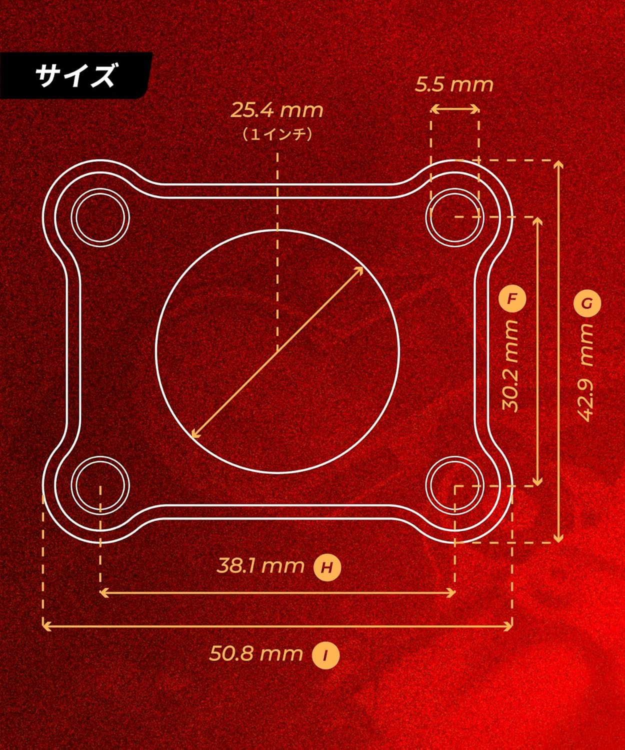 ベースマウント ボール マウント (1インチ/スクエア) KDR-R6-1