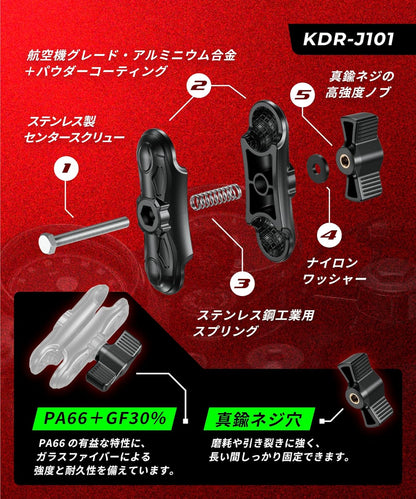 デバイスマウント マリン 船舶 ボート マウント ボール (1インチ/90mm) KDR-J101-R5-1-R21-1