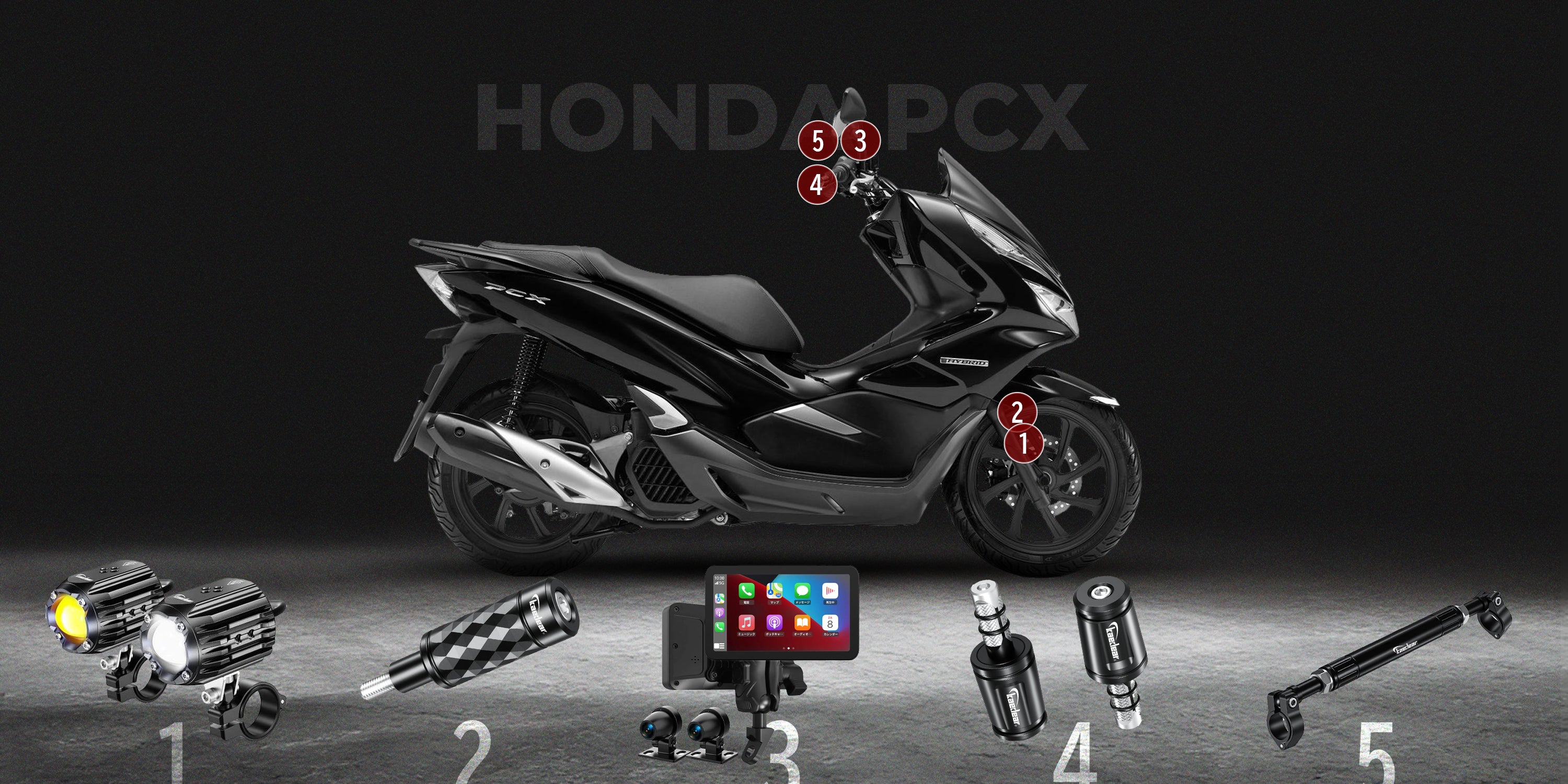 バイク用バーエンドミラー オートバイハンドルバックミラー用ホンダ用