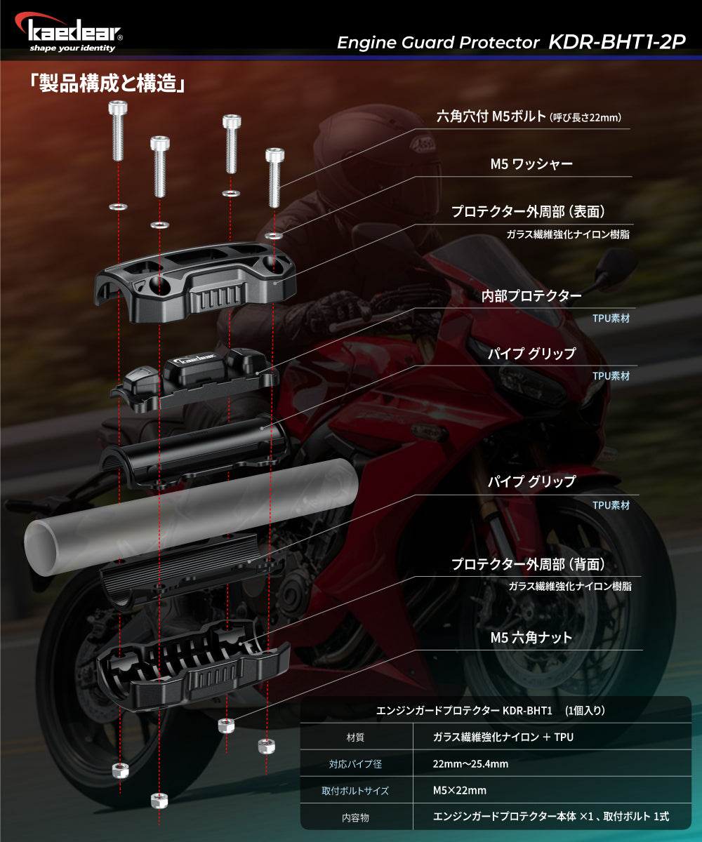 エンジンガードプロテクター（2個入り） KDR-BHT1-2P