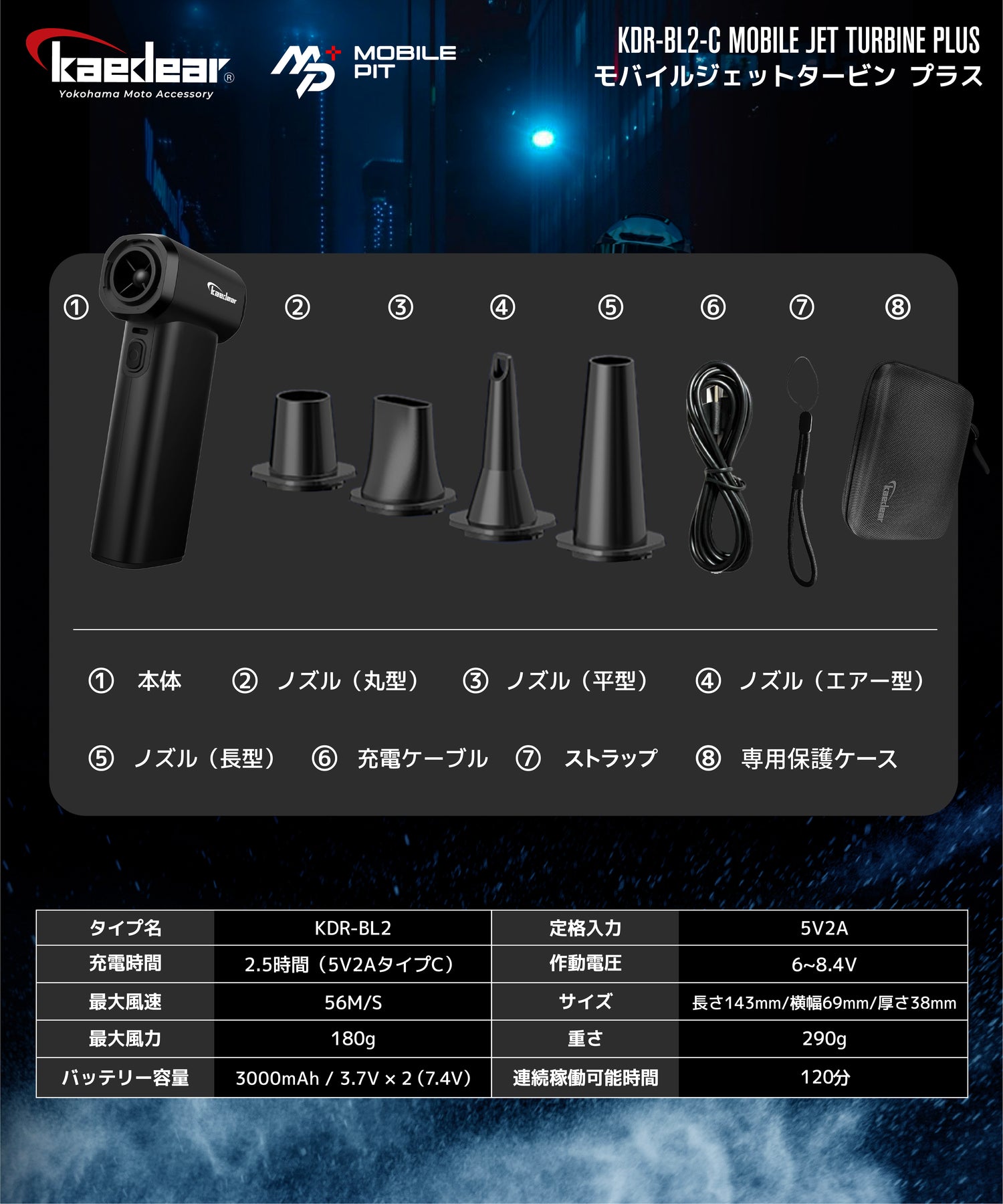 モバイルジェットタービンプラス (専用保護ケース付属) KDR-BL2-C