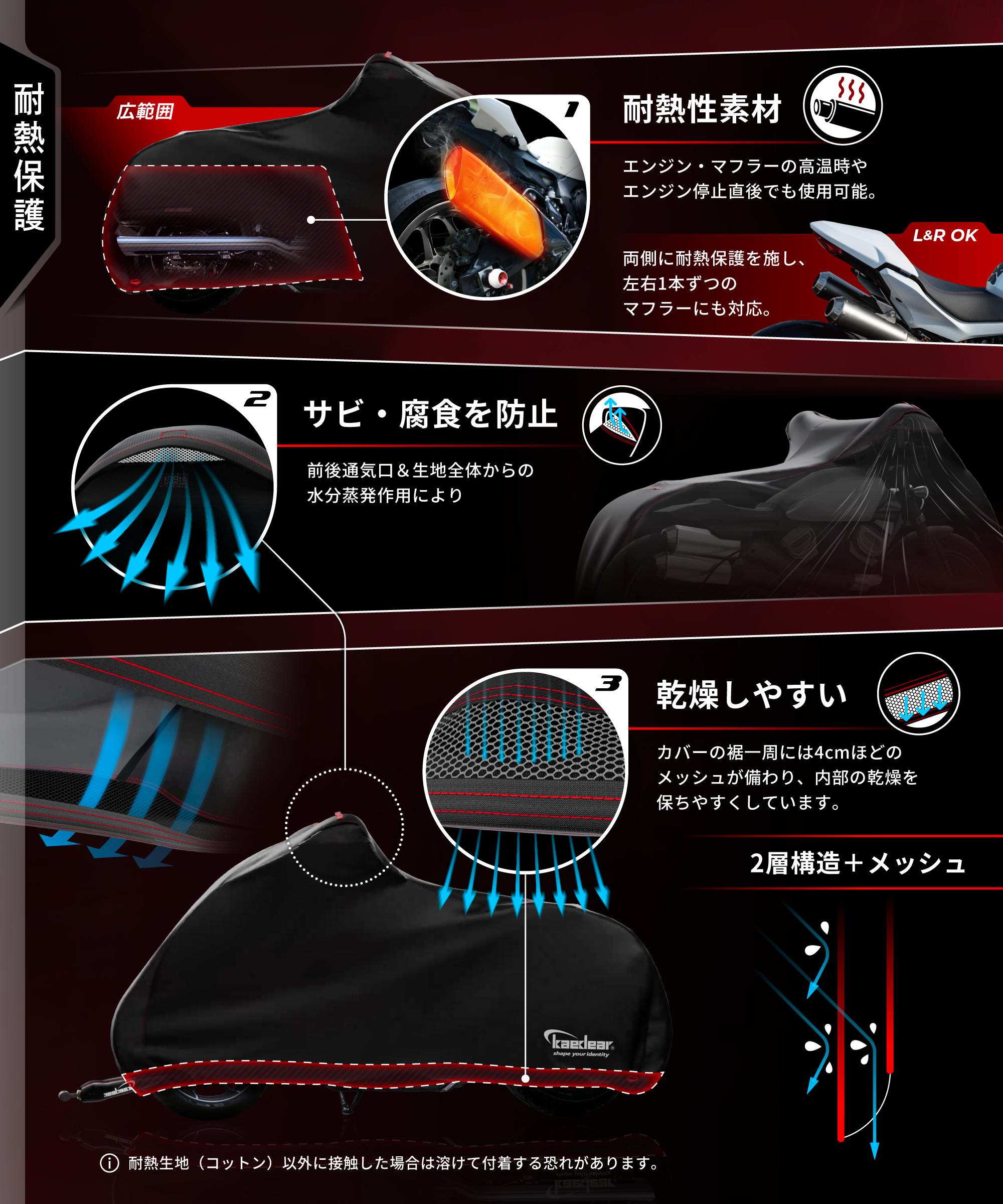 ウェザーシールド・エキゾーストガード バイクカバー KDR-C1