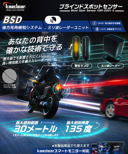 BSD ブラインドスポットセンサー KDR-D201-5 (KDR-D11/D12/変換アダプター付属)