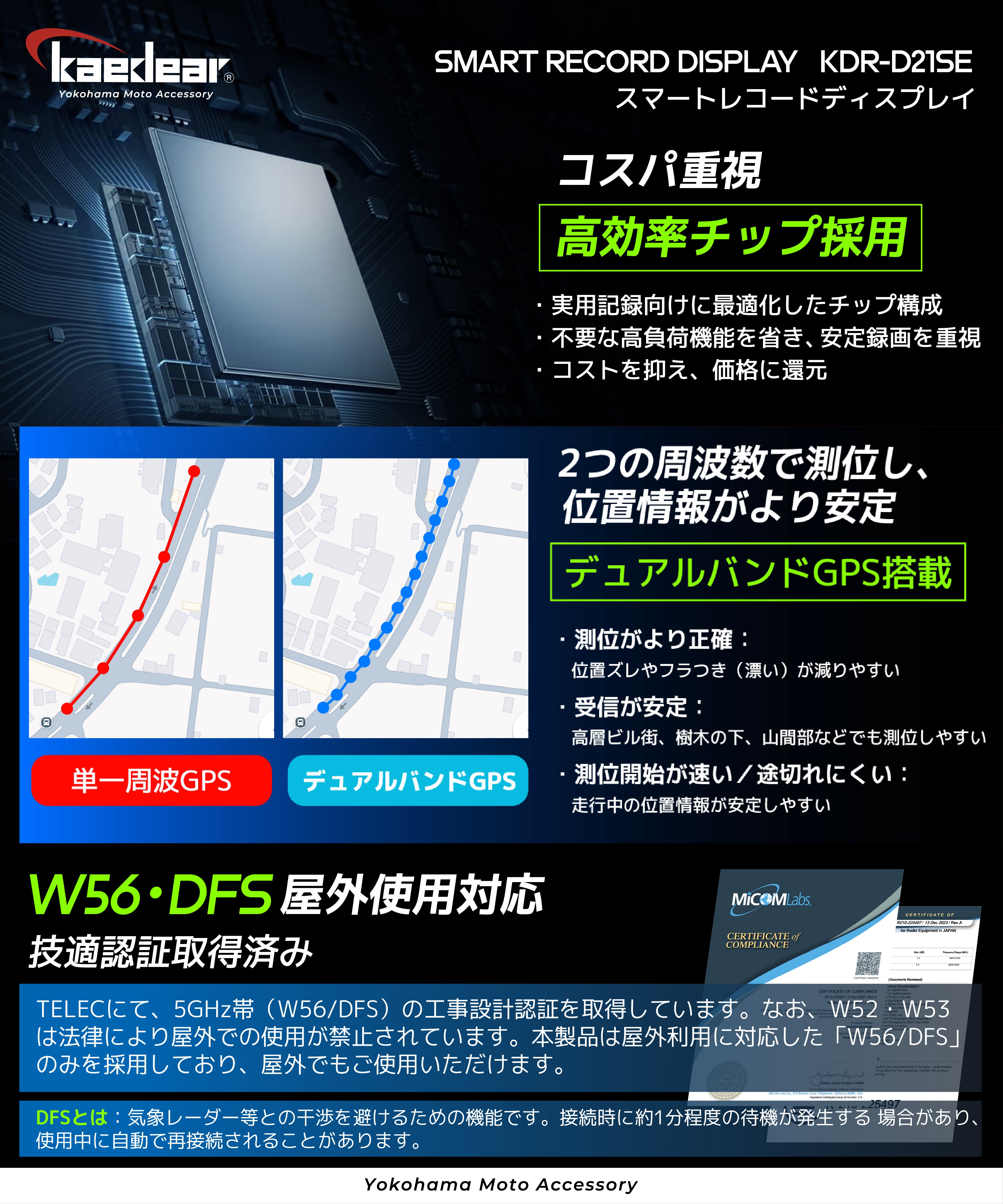 Kaedear スマートレコードディスプレイ KDR-D21SE - 高精度 GPS搭載