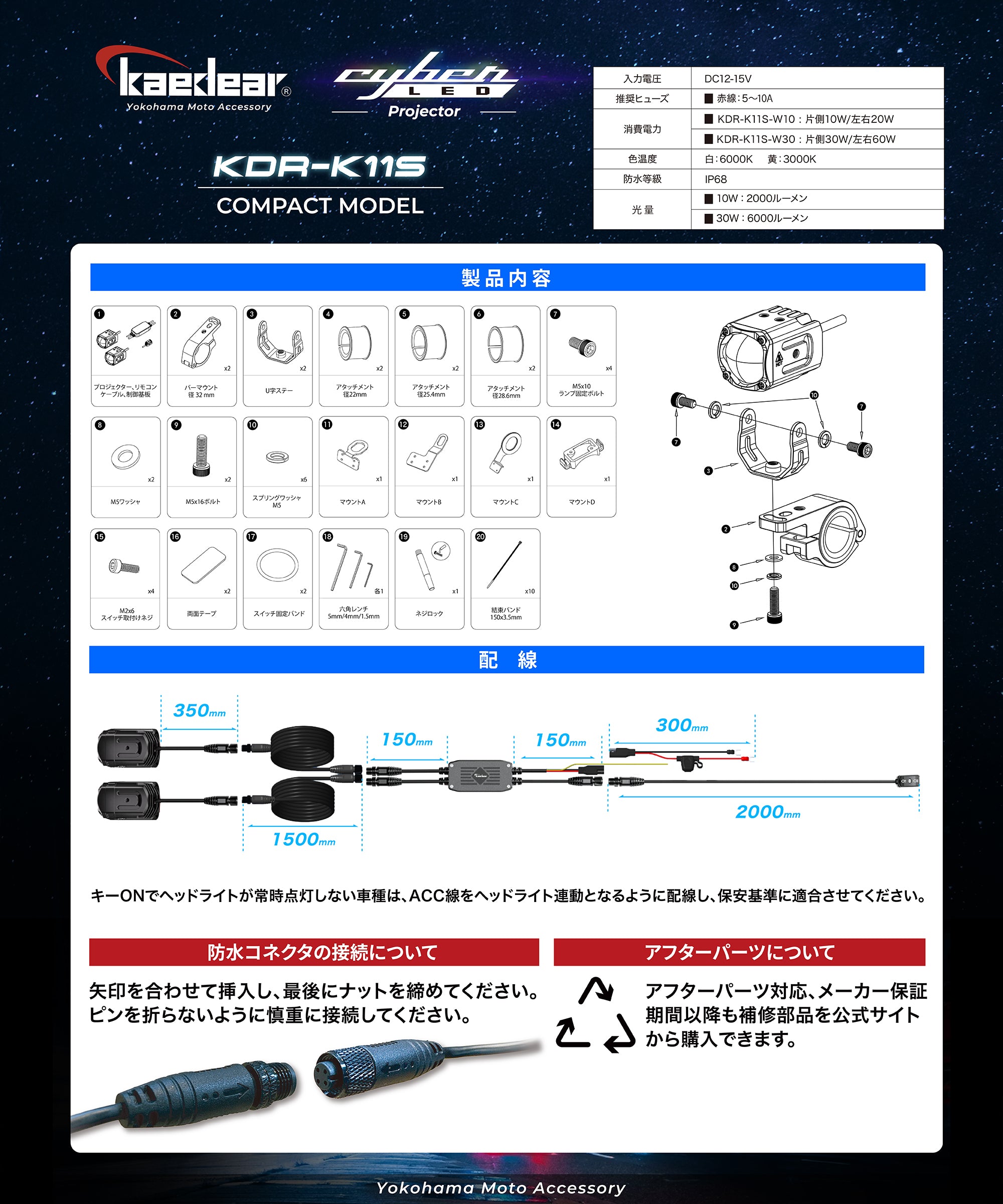 Kaedear Cyber ​​LED Projector Light KDR-K11-W15 – 株式会社Kaedear