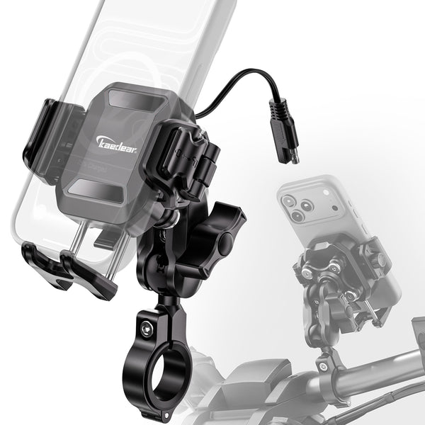 kaedear qi充電スマホホルダー サンシード セット Kaedear バイク用スマホホルダー 1インチボール QI充電 USB電源