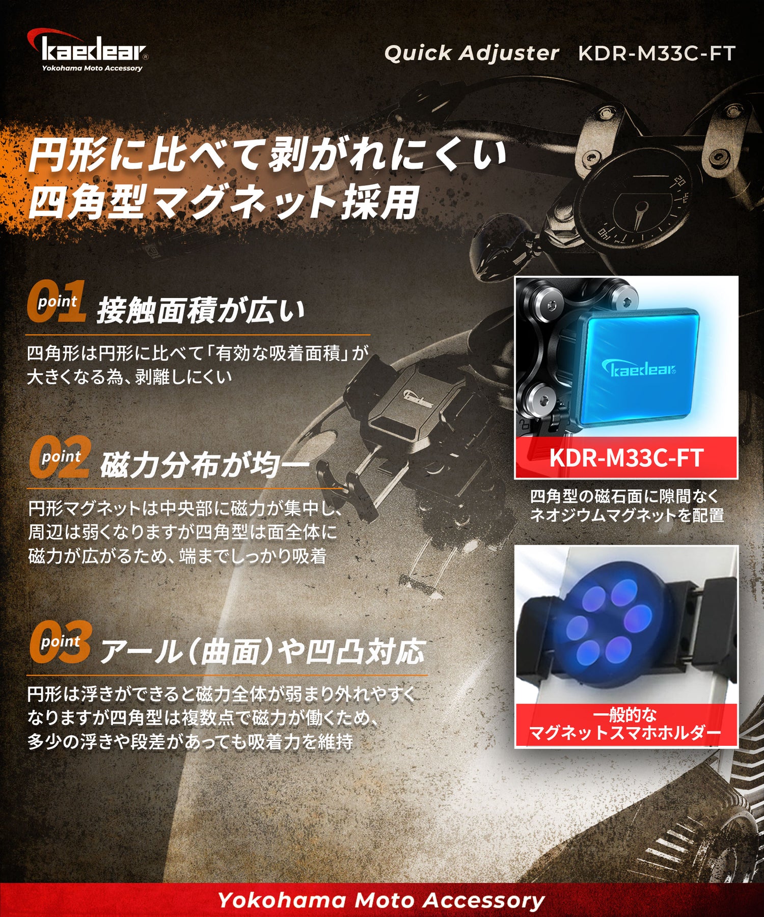 クイックアジャスター Air Mount  KDR-M33C-FT（マグネットタンクマウント）