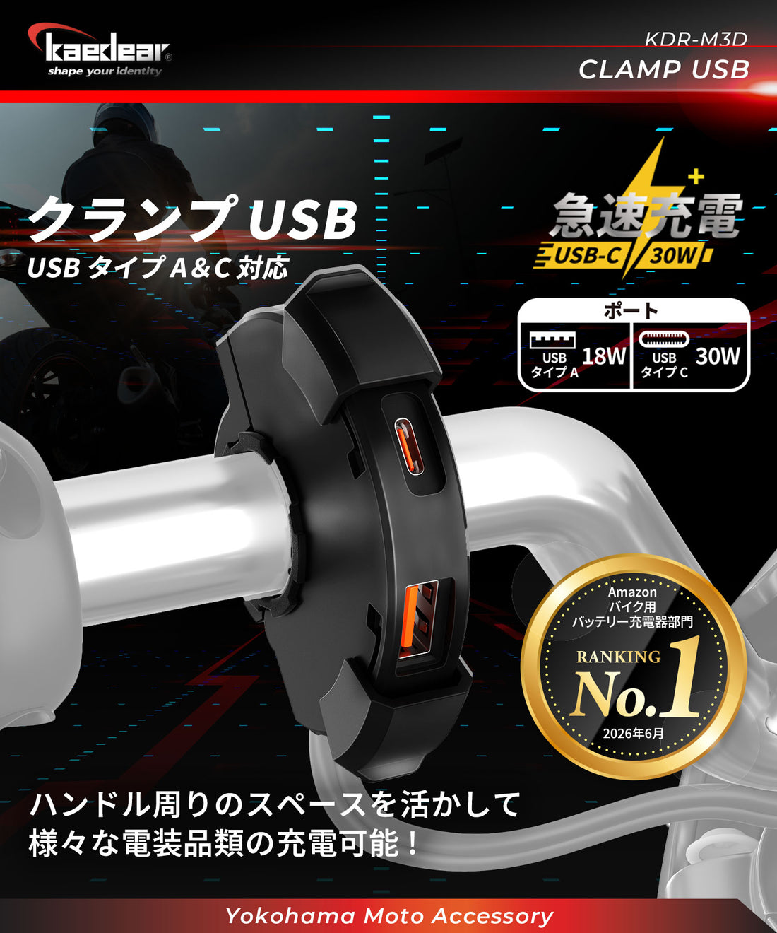 KDR-M3D クランプUSB