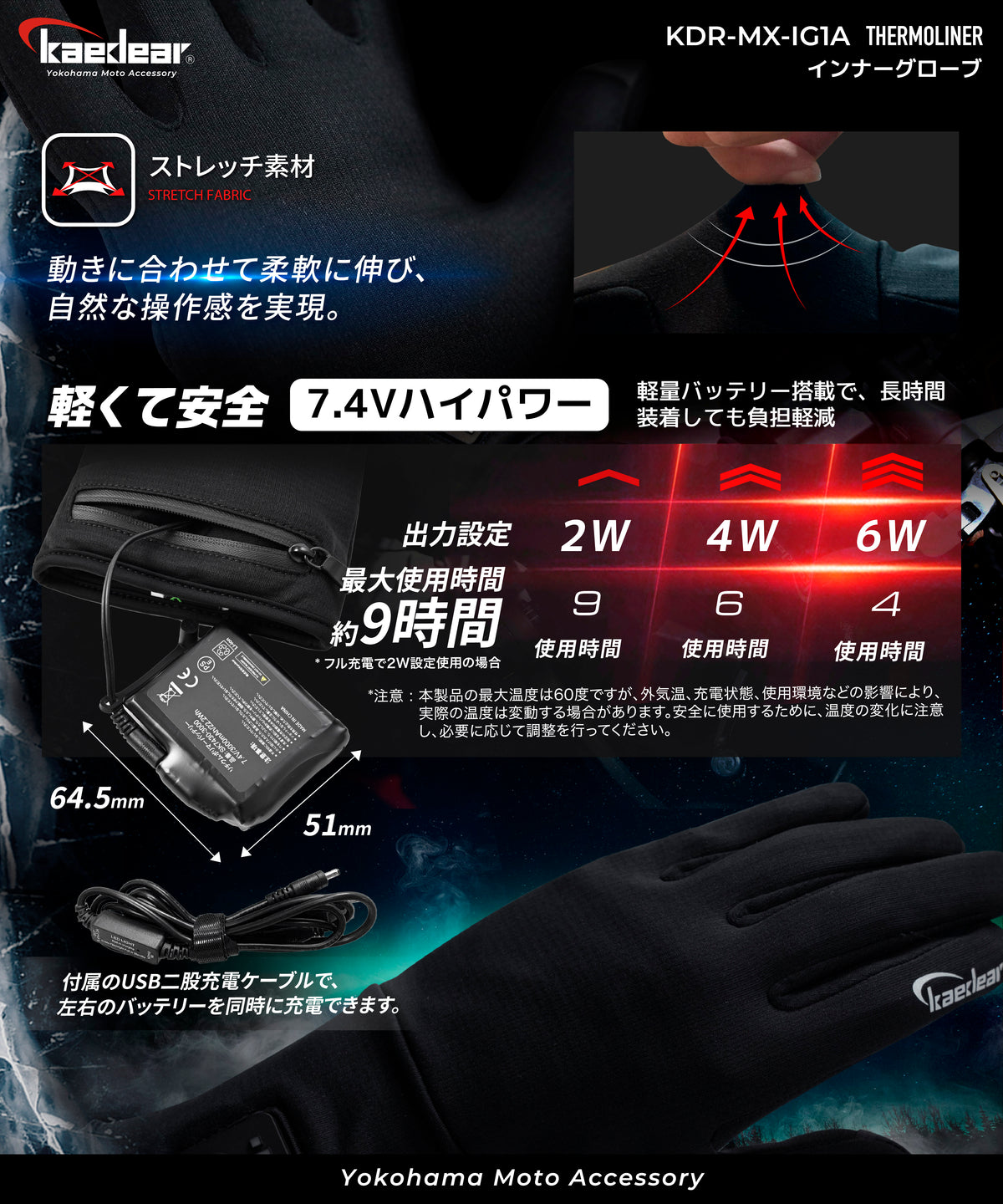THERMOLINER  KDR-MX-IG1A 電熱インナーグローブ