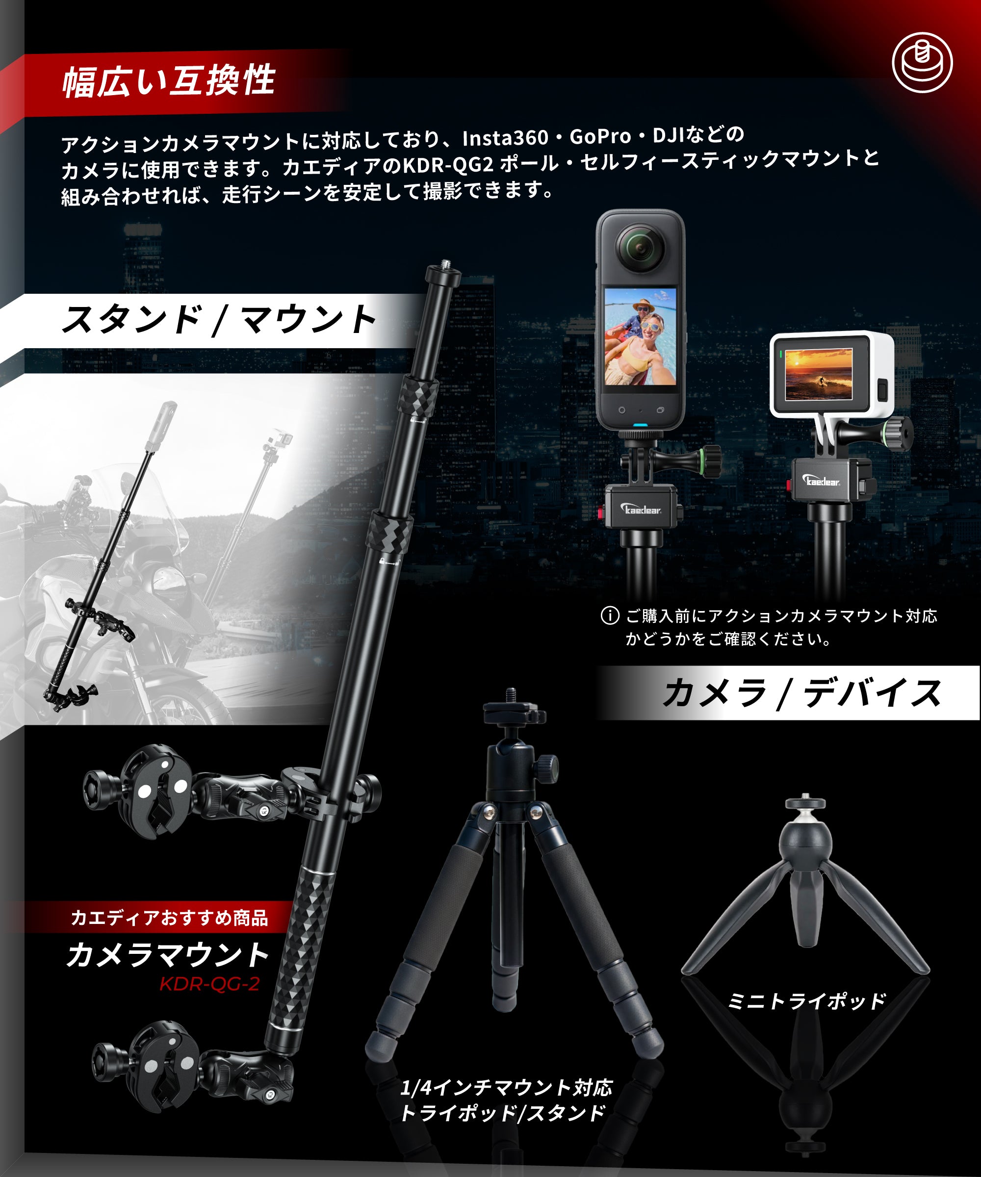 Kaedear（カエディア）クイックリリースカメラマウント 1/4インチ対応