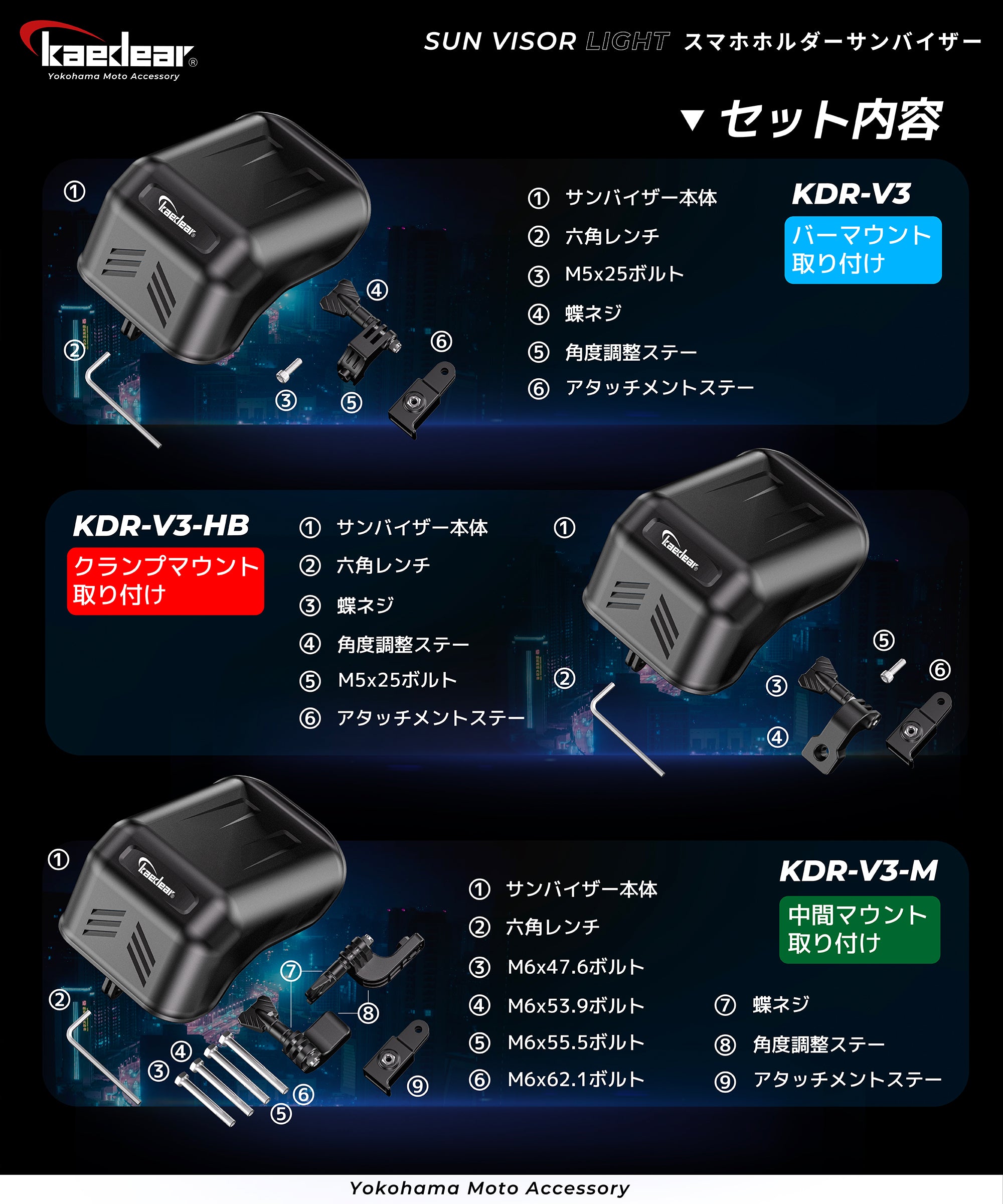 Kaedear スマホホルダー用サンバイザー KDR-V3シリーズ 日除け 熱対策