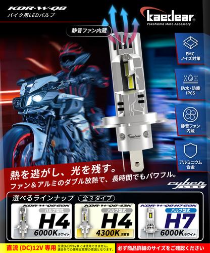 Cyber LED バイク用 ヘッドライト LED バルブ 交流AC非対応 KDR-W-Q8