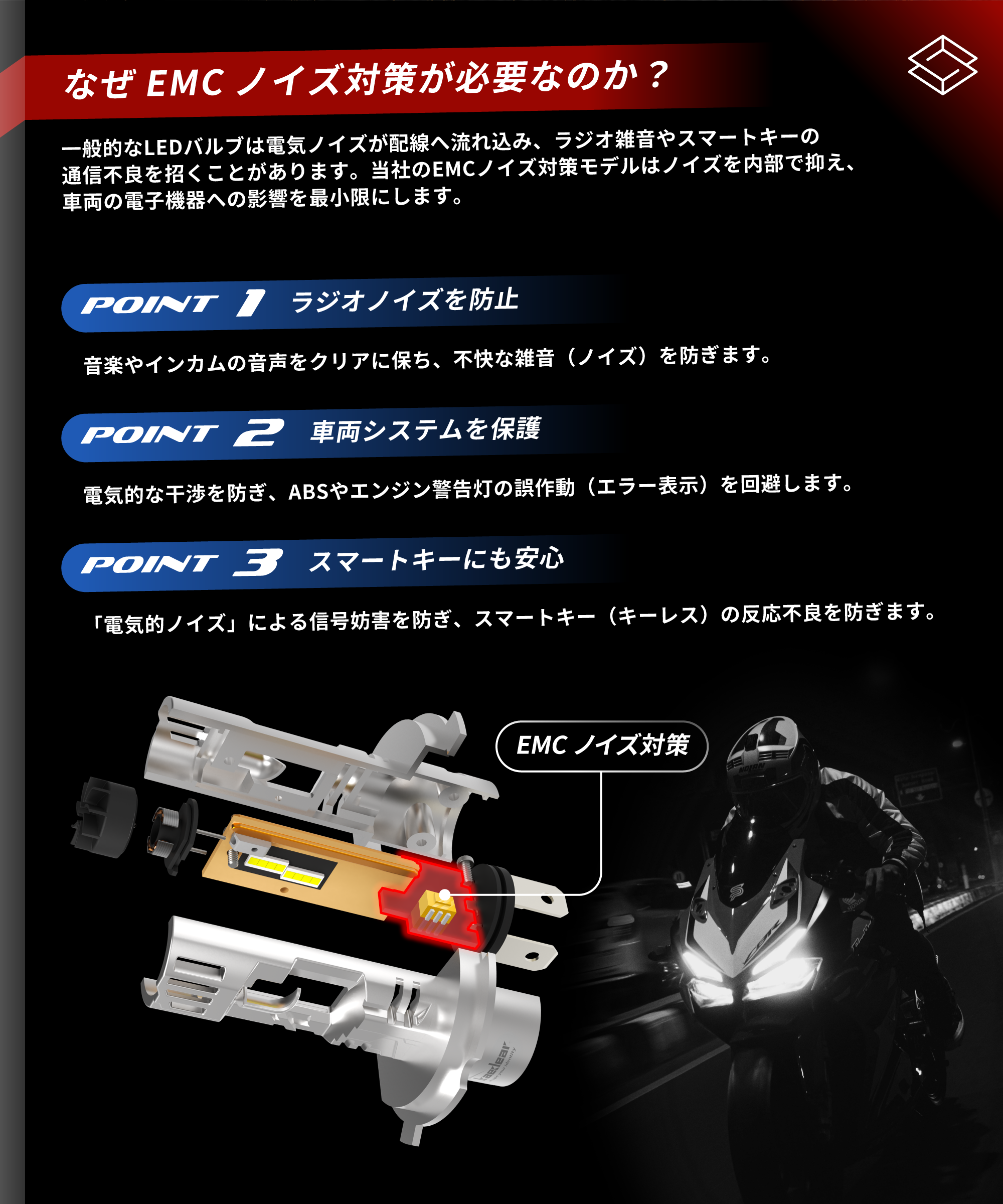 Cyber LED バイク用 ヘッドライト LED バルブ 交流AC非対応 KDR-W-Q8