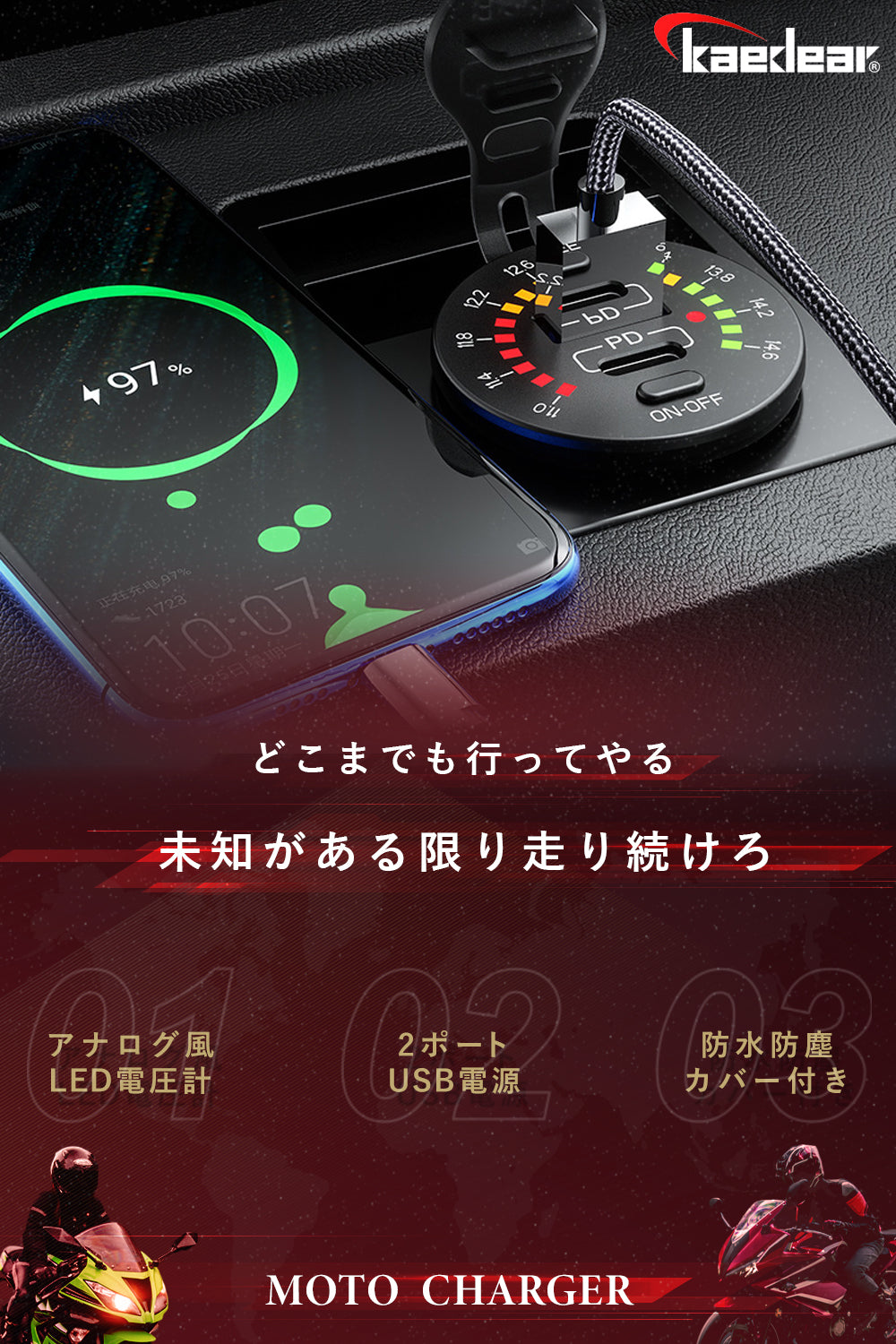 デジアナ 電圧計 USB電源 KDR-P20