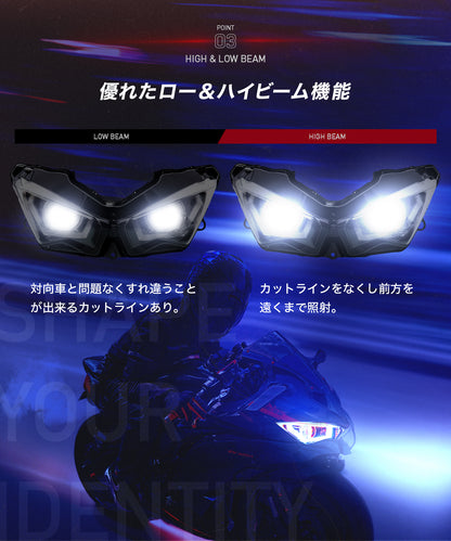 Cyber LED KAWASAKI Ninja ZX-25R カスタムヘッドライト  /Ninja250 / Nija400 / Ninja650 / ZX4R / ZX6R / KDR-ZX25R-FL1